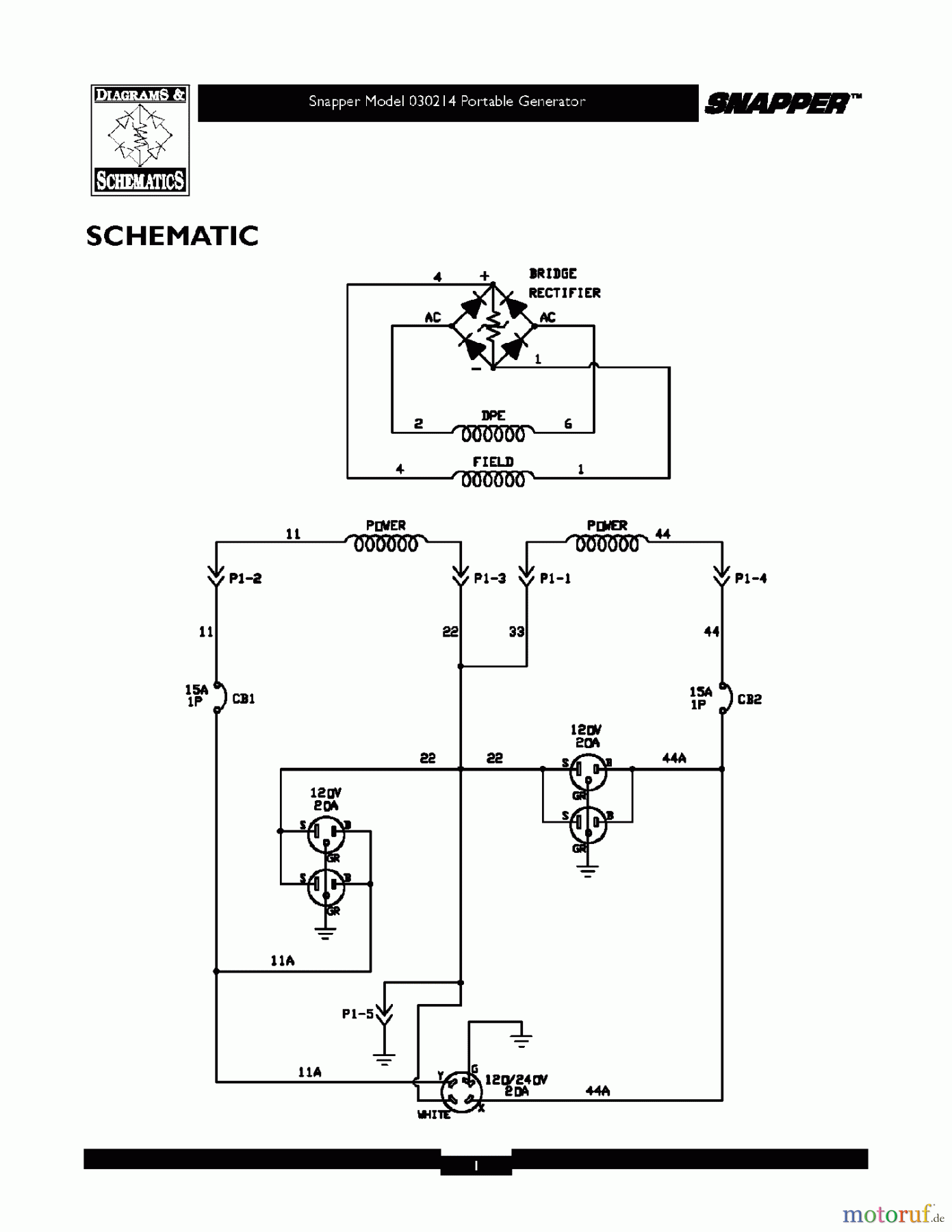 Snapper Sonstiges G35000 (030214) - Snapper 3500 Watt Generator, 6.5 HP WIRING SCHEMATIC
