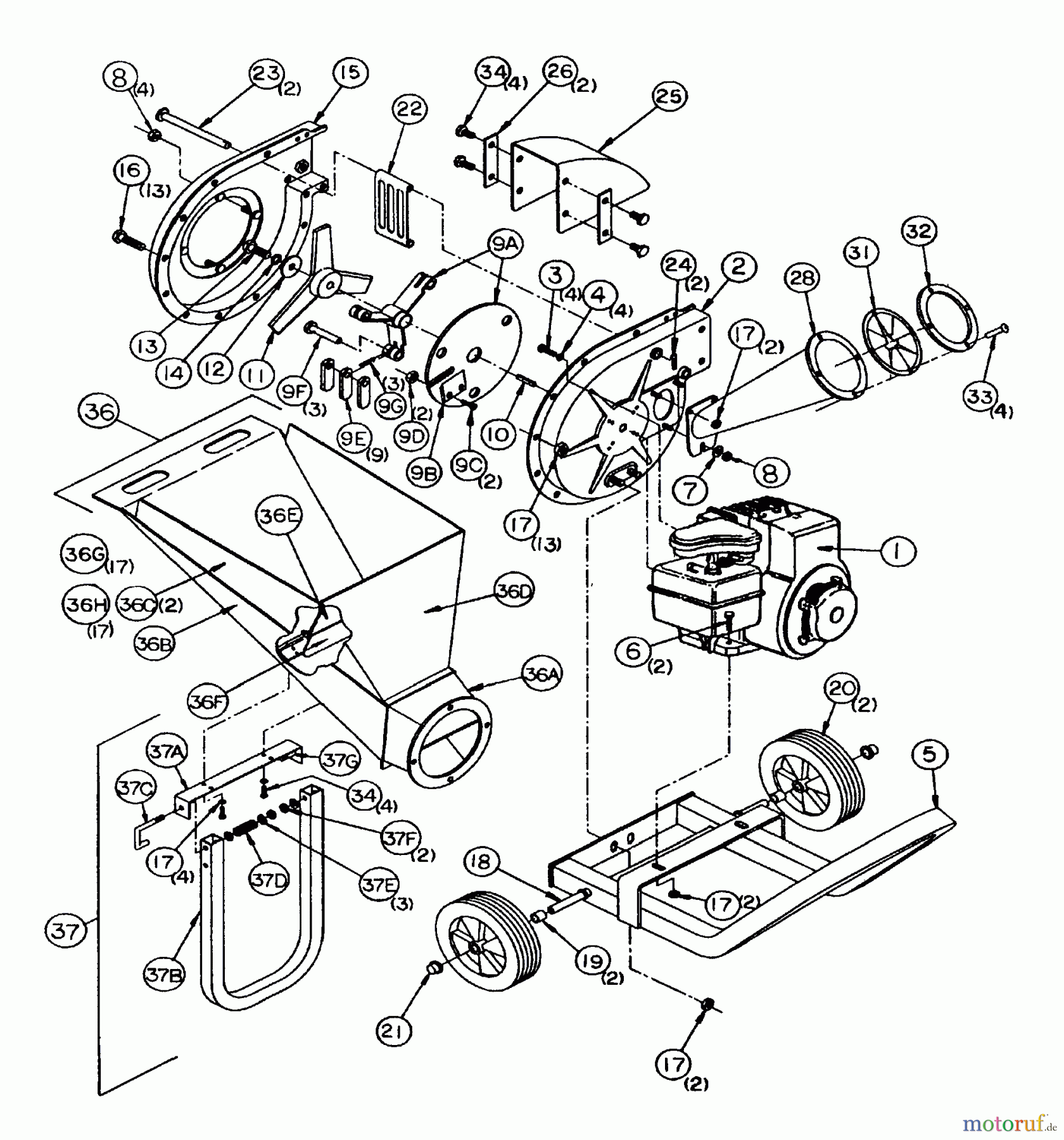  Snapper Sonstiges LS5000 - Snapper Leaf Shredder, 5 HP General Assembly