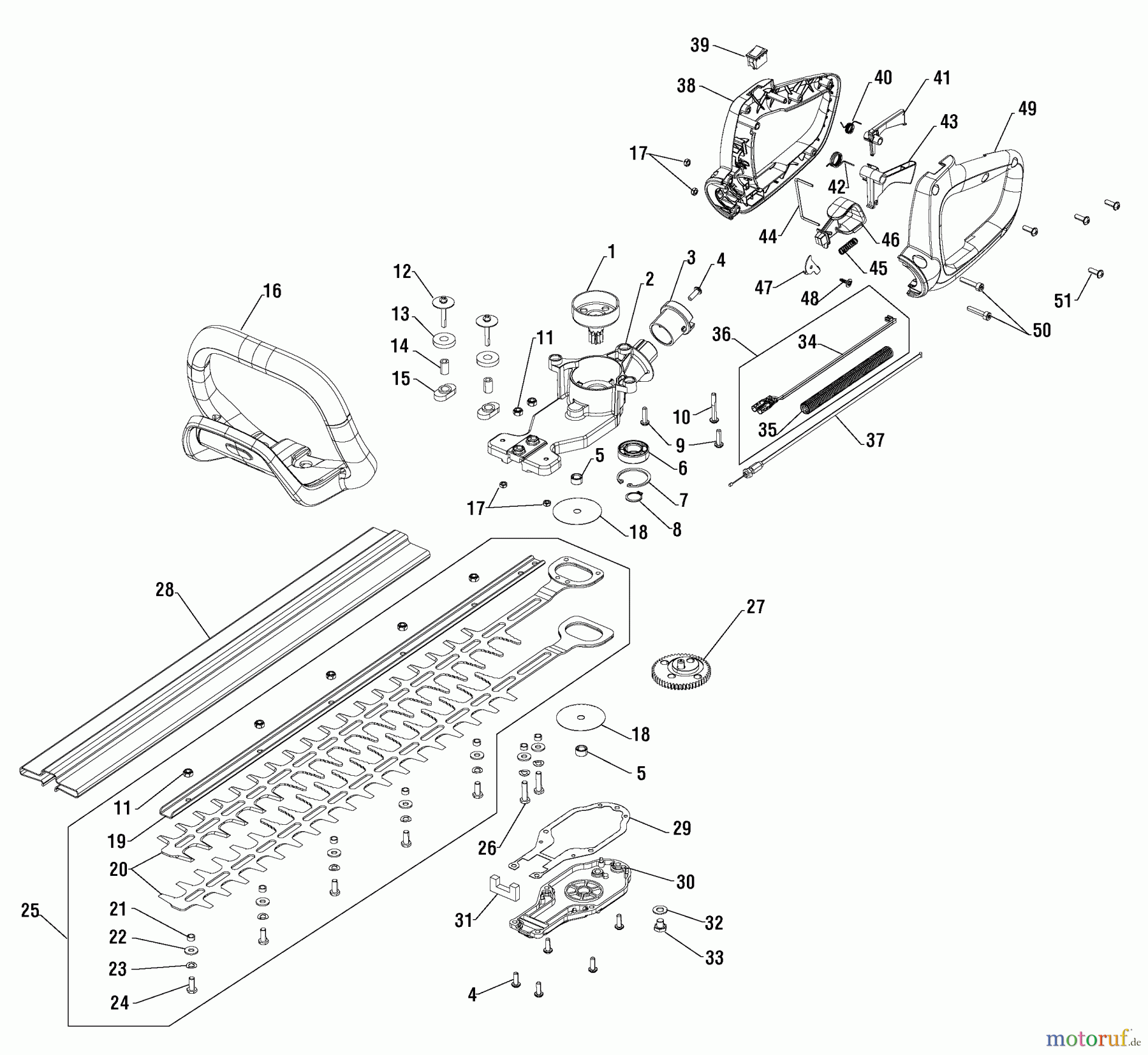  Snapper Sonstiges S2822 (7800960-00) - Snapper 28cc Hedge Trimmer Trimmer & Gear Box Group