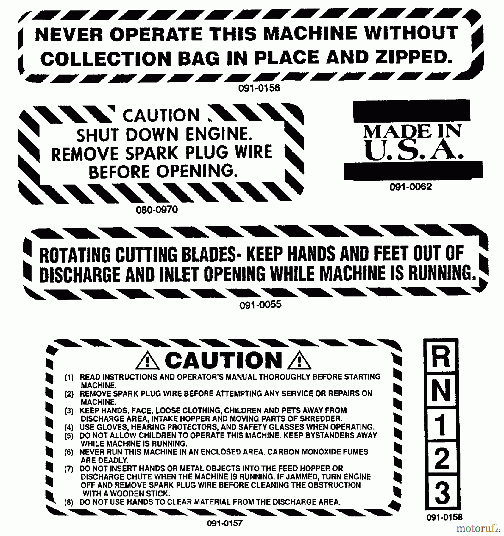 Snapper Sonstiges SVCB258 (80629) - Snapper 8 HP Vacuum Chipper Bagger Decals