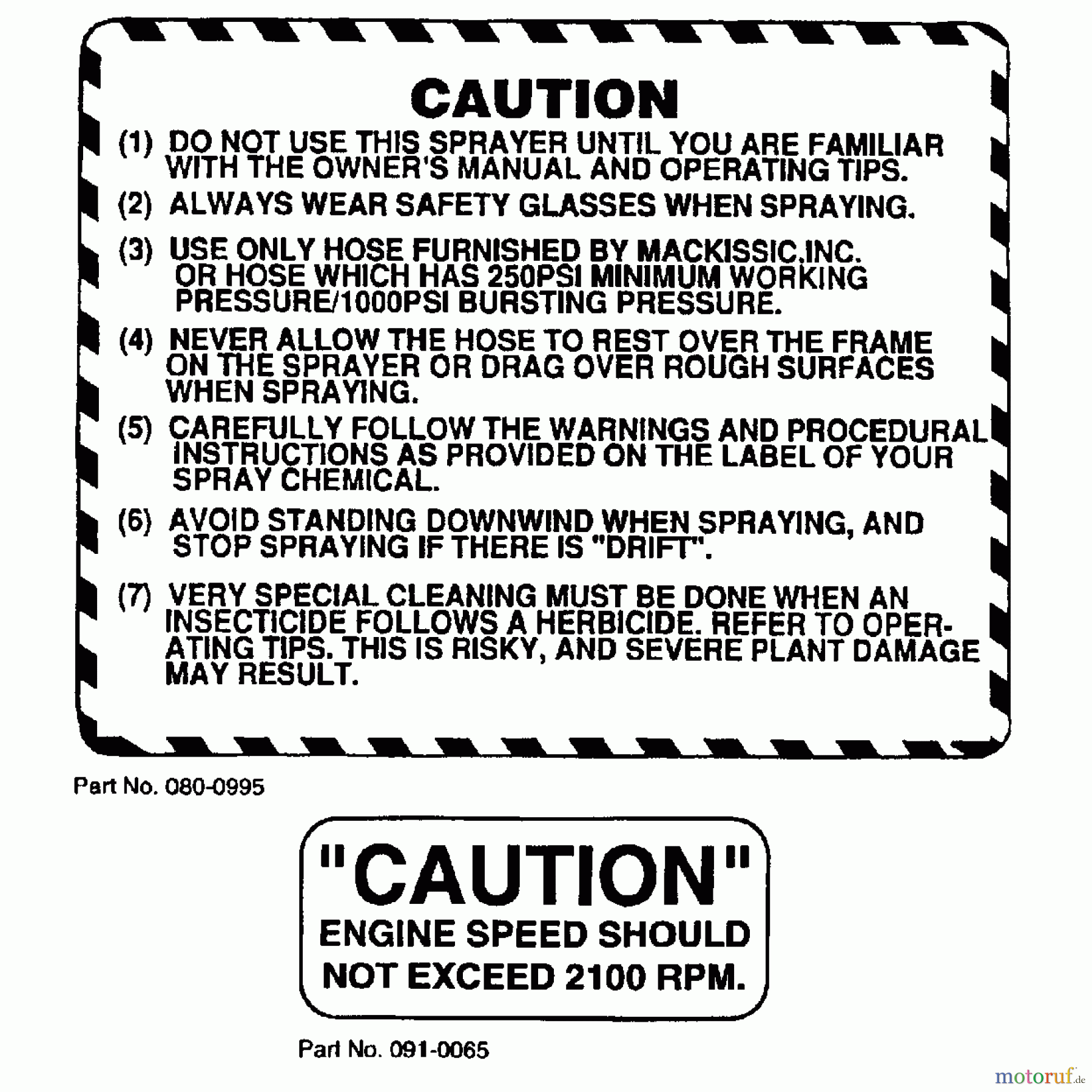Snapper Sprühgeräte SPS322T - Snapper 3 HP Sprayer Caution Decals