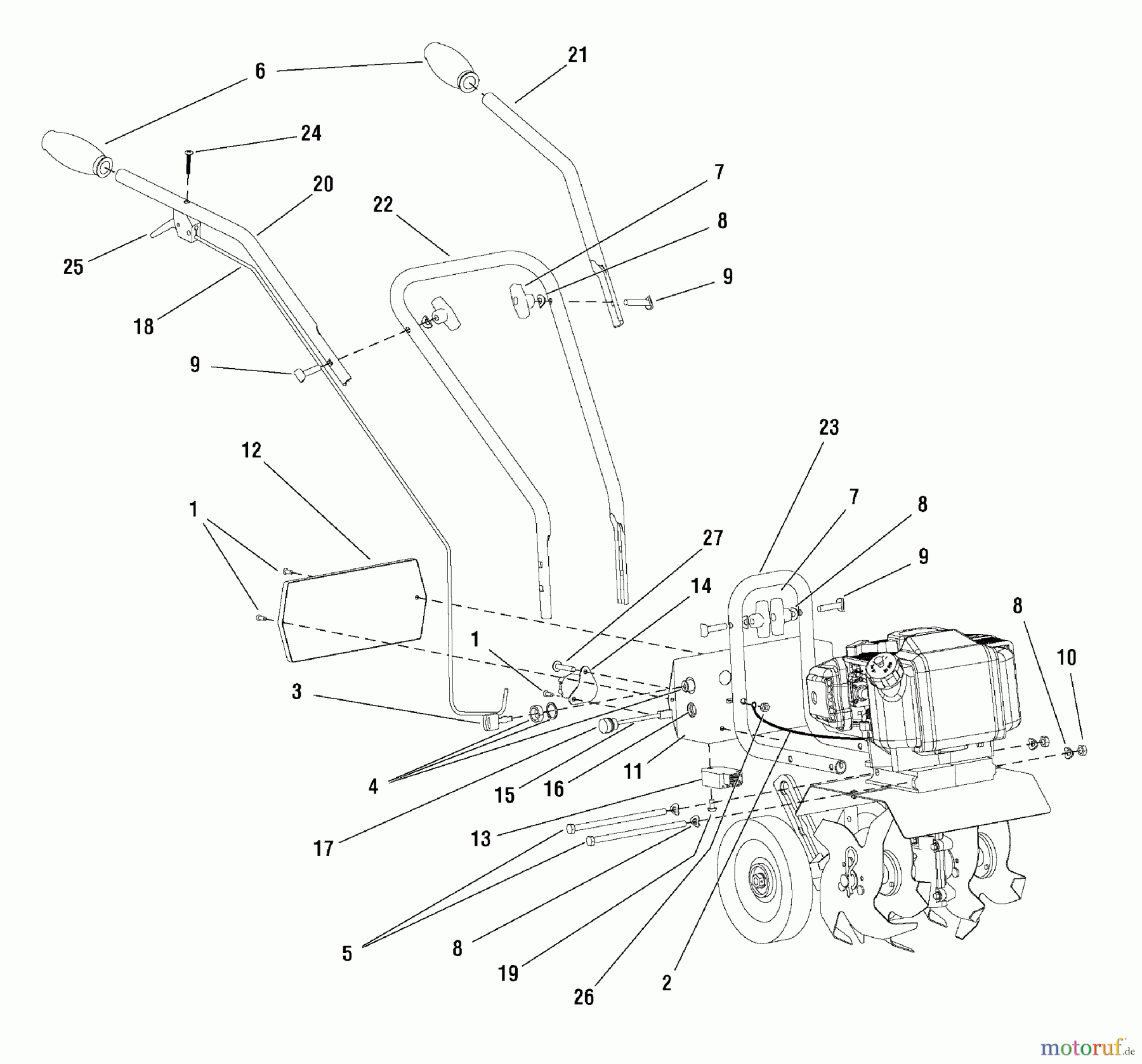  Snapper Motorhacken und Kultivierer MC43E (1695764) - Snapper 43cc Mini Cultivator, 2-Cycle Handles & Controls Group - Electric & Manual Start