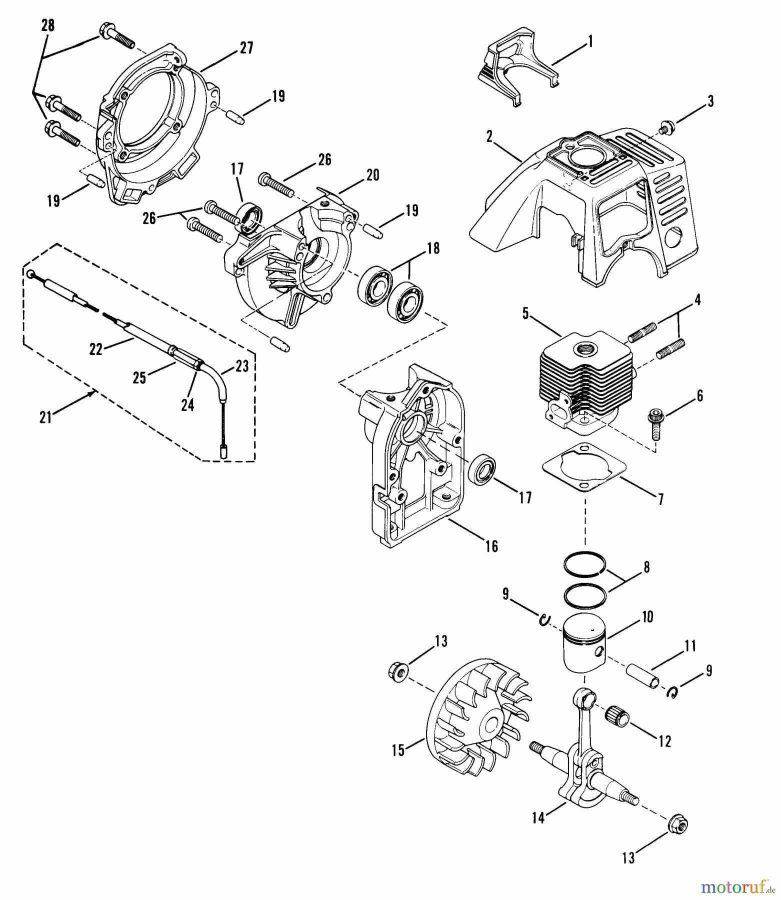 Snapper Trimmer, Motorsensen 210SS - Snapper 21.2cc Straight Shaft Trimmer, Series 0 210SS Crankshaft And Flywheel