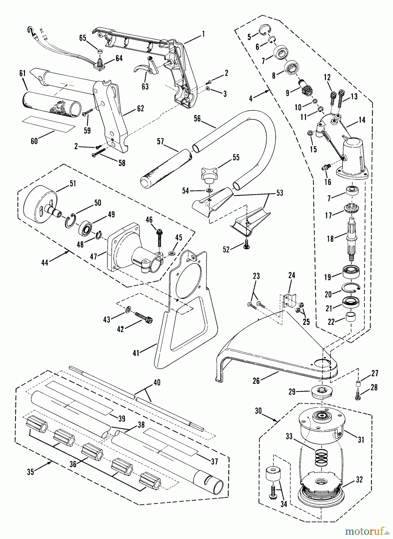Snapper Trimmer, Motorsensen 210SS - Snapper 21.2cc Straight Shaft Trimmer, Series 0 210SS Gear Head, Bump Head And Clutch Case