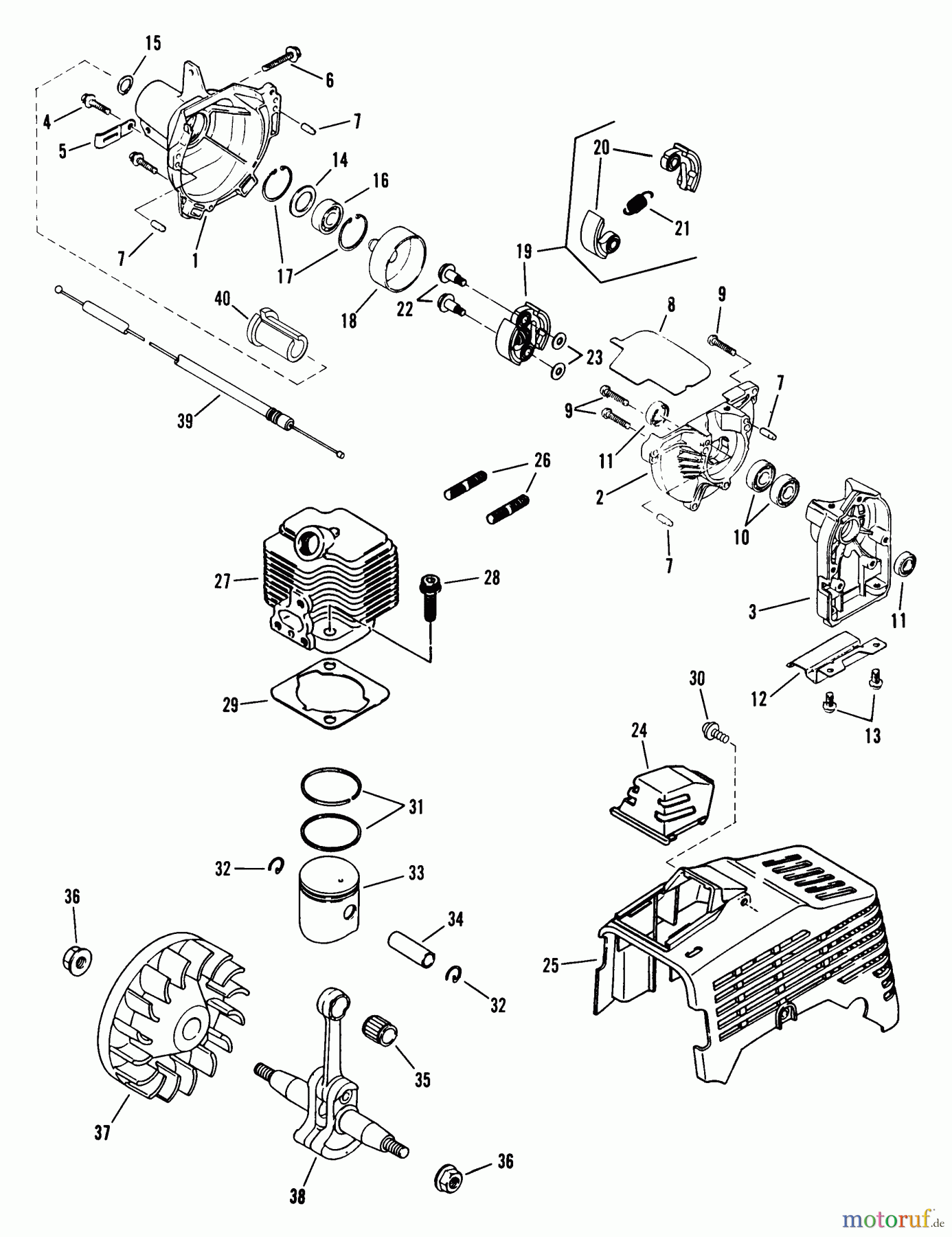 Snapper Trimmer, Motorsensen 2111SST - Snapper 21.2cc Straight Shaft Trimmer, Series 1 Clutch And Piston Assembly
