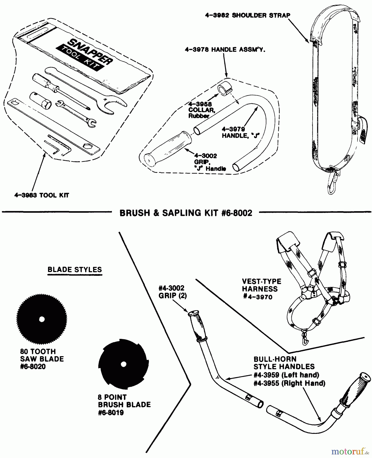 Snapper Trimmer, Motorsensen 410 - Snapper 40.6cc Straight Shaft Trimmer (86), Series 0 410 Accessories