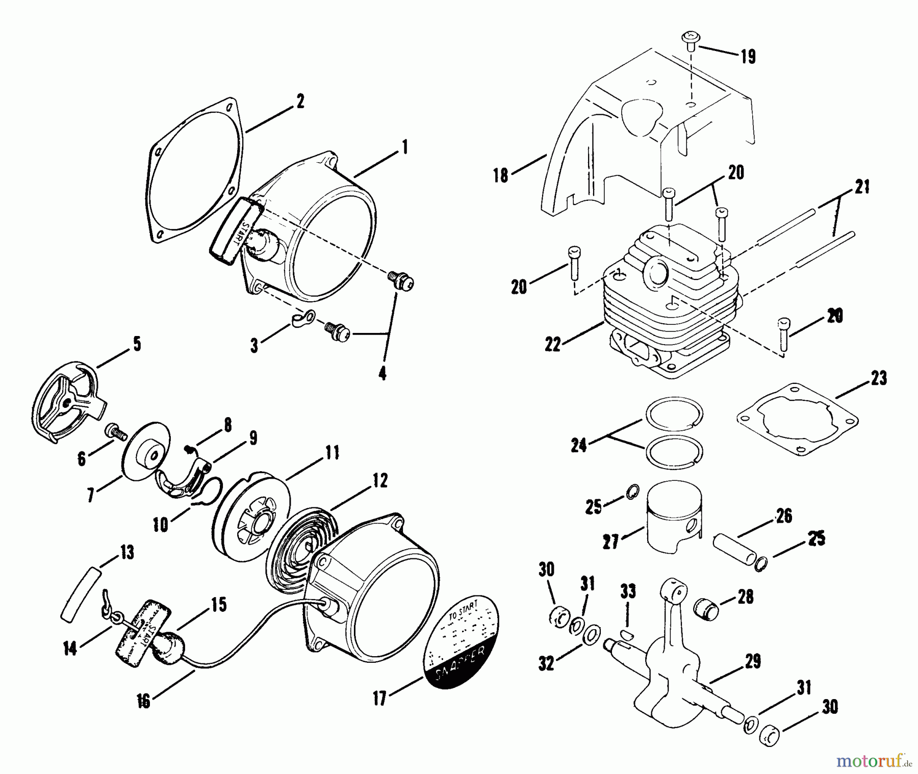 Snapper Trimmer, Motorsensen 410 - Snapper 40.6cc Straight Shaft Trimmer (86), Series 0 410 Recoil Starter Assembly