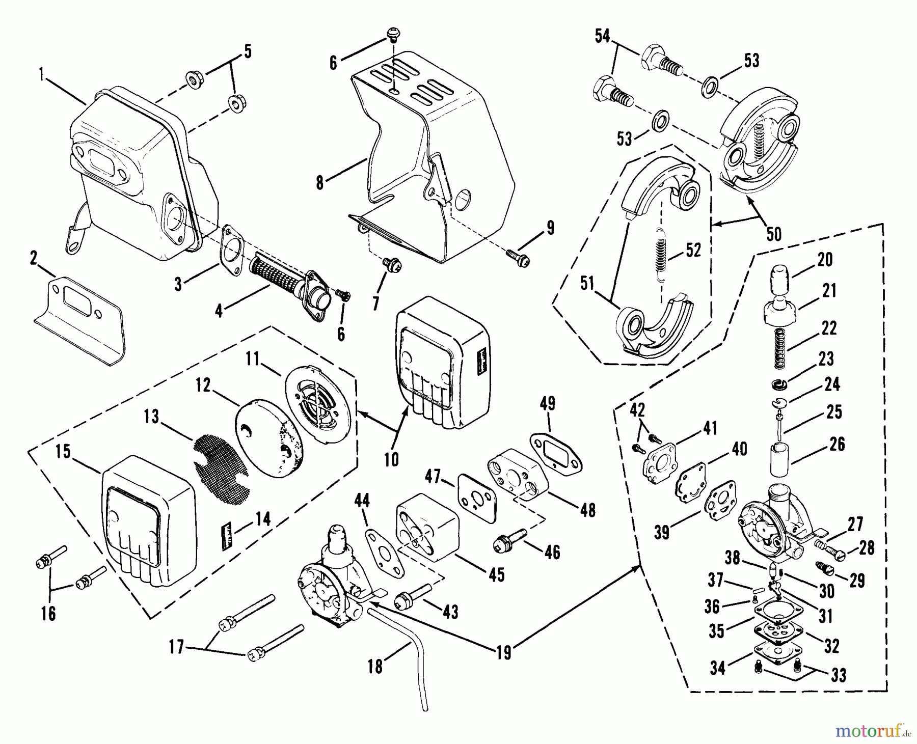 Snapper Trimmer, Motorsensen 4111SST - Snapper 40.6cc Straight Shaft Trimmer, Series 1 Air Cleaner, Carburetor And Clutch Assembly #4111SST