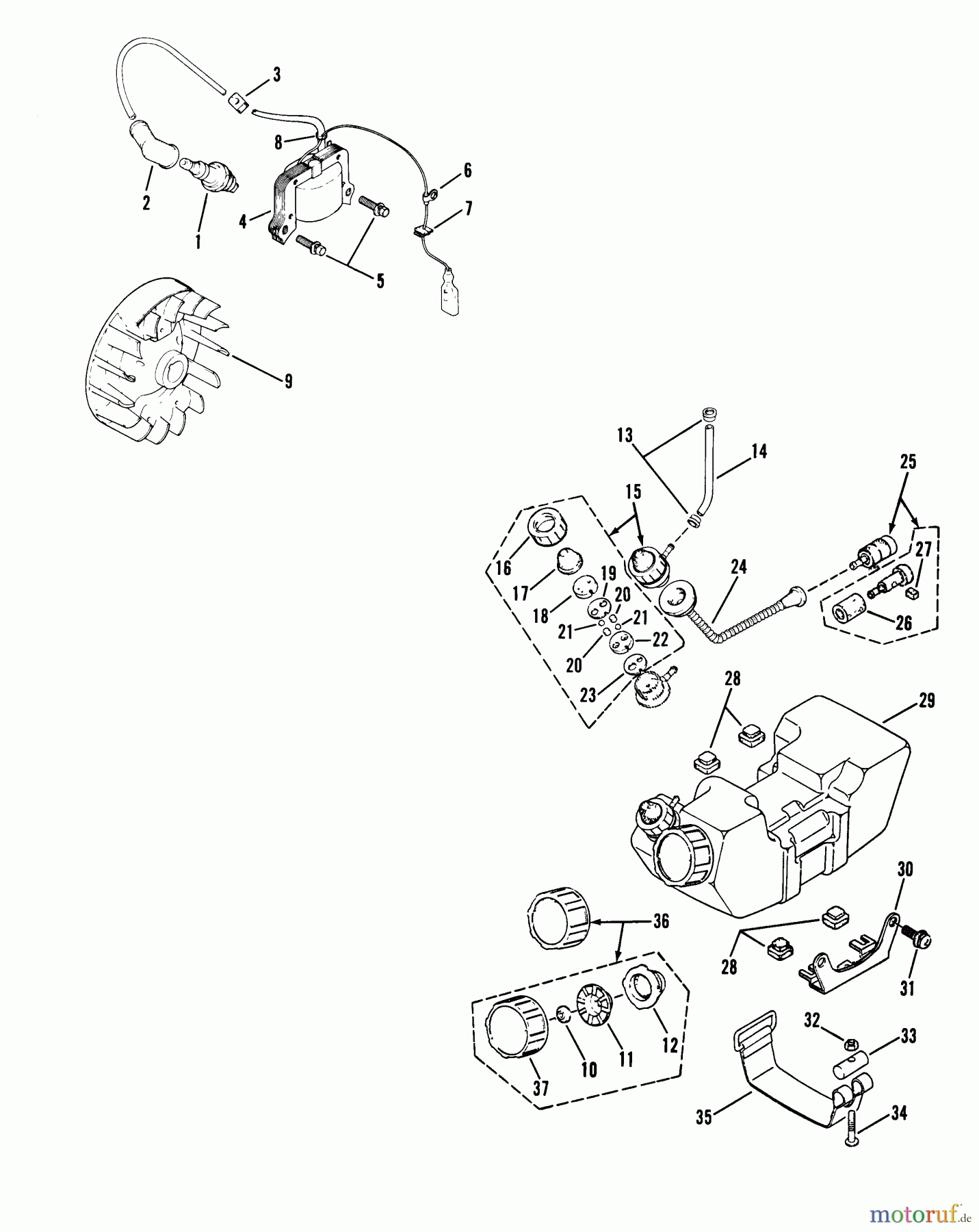Snapper Trimmer, Motorsensen 4111SST - Snapper 40.6cc Straight Shaft Trimmer, Series 1 Primer Pump, Filter And Cap Assembly