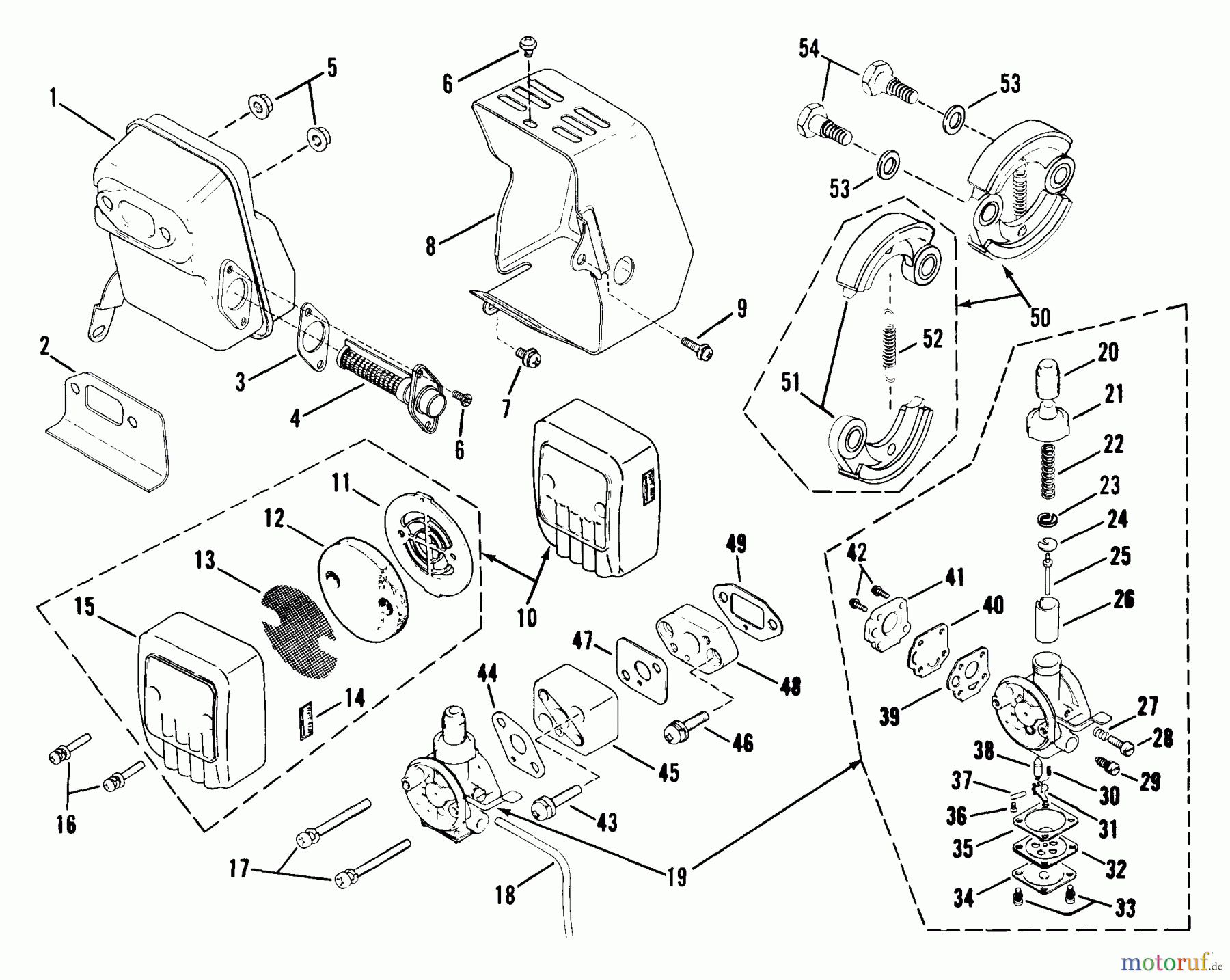 Snapper Trimmer, Motorsensen 411SST - Snapper 40.6cc Straight Shaft Trimmer, Series 1 411SST Air Cleaner, Carburetor And Clutch