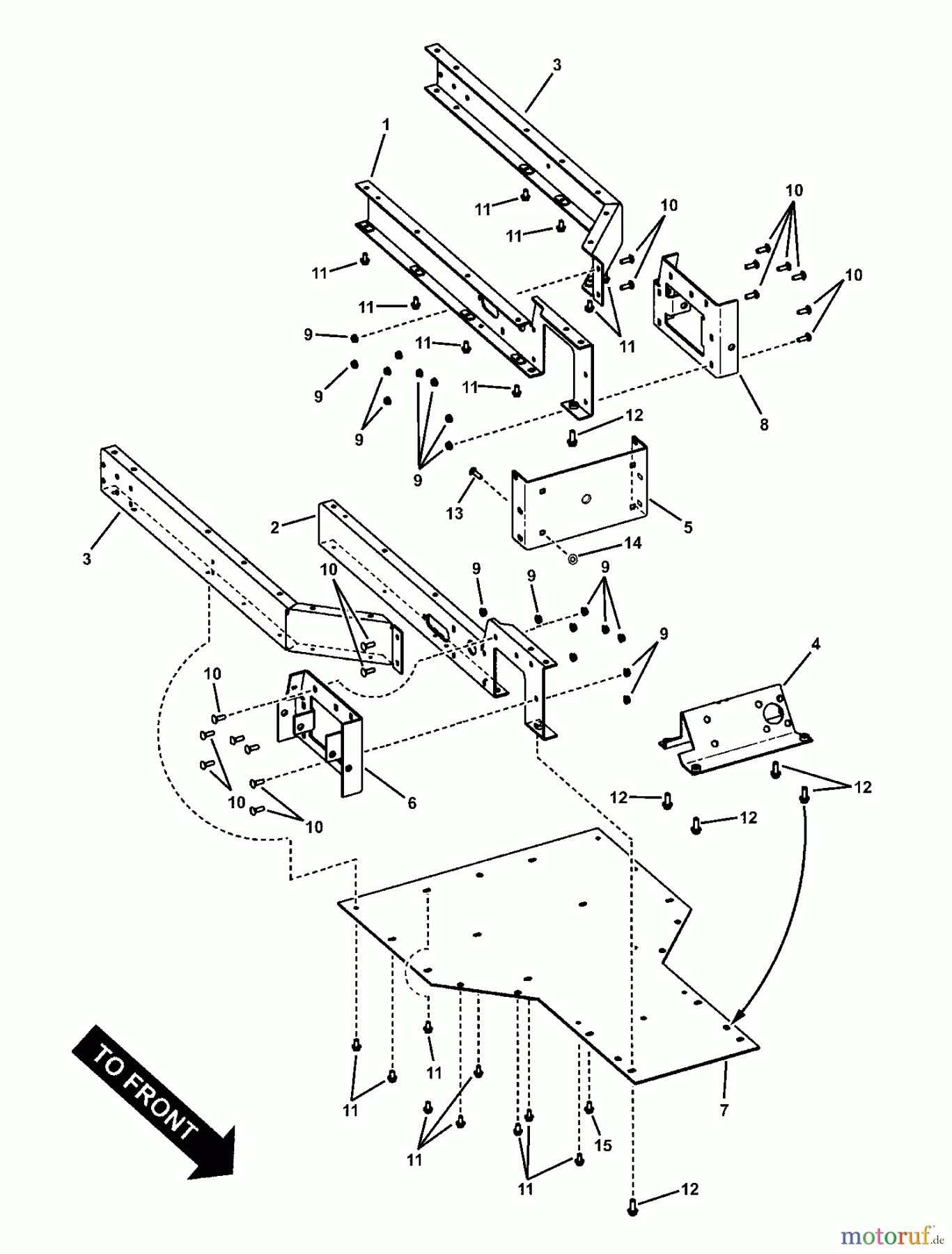 Snapper Utility Vehicles UVGT1621BV (7085903) - Snapper Trail Cruiser Utility Vehicle, 16 HP, Series 1 FRONT FRAME GROUP- Sub-Assembly