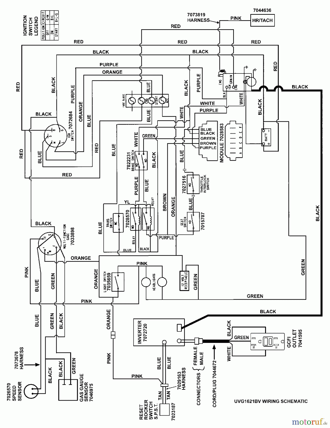 Snapper Utility Vehicles UVG1621BV (7085632) - Snapper Turf Cruiser Utility Vehicle, 16 HP, Series 1 WIRING SCHEMATIC- UVG Model