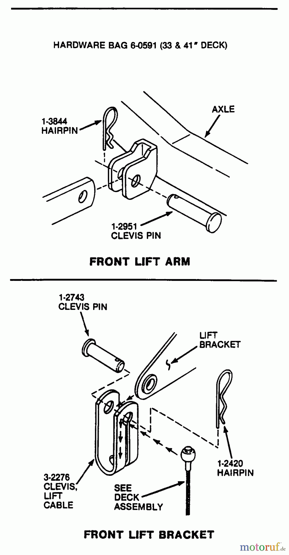  Snapper Rasen- und Gartentraktoren LT11000 - Snapper 11 HP Lawn Tractor, Disc Drive, Series 0 Deck Hanger Detail