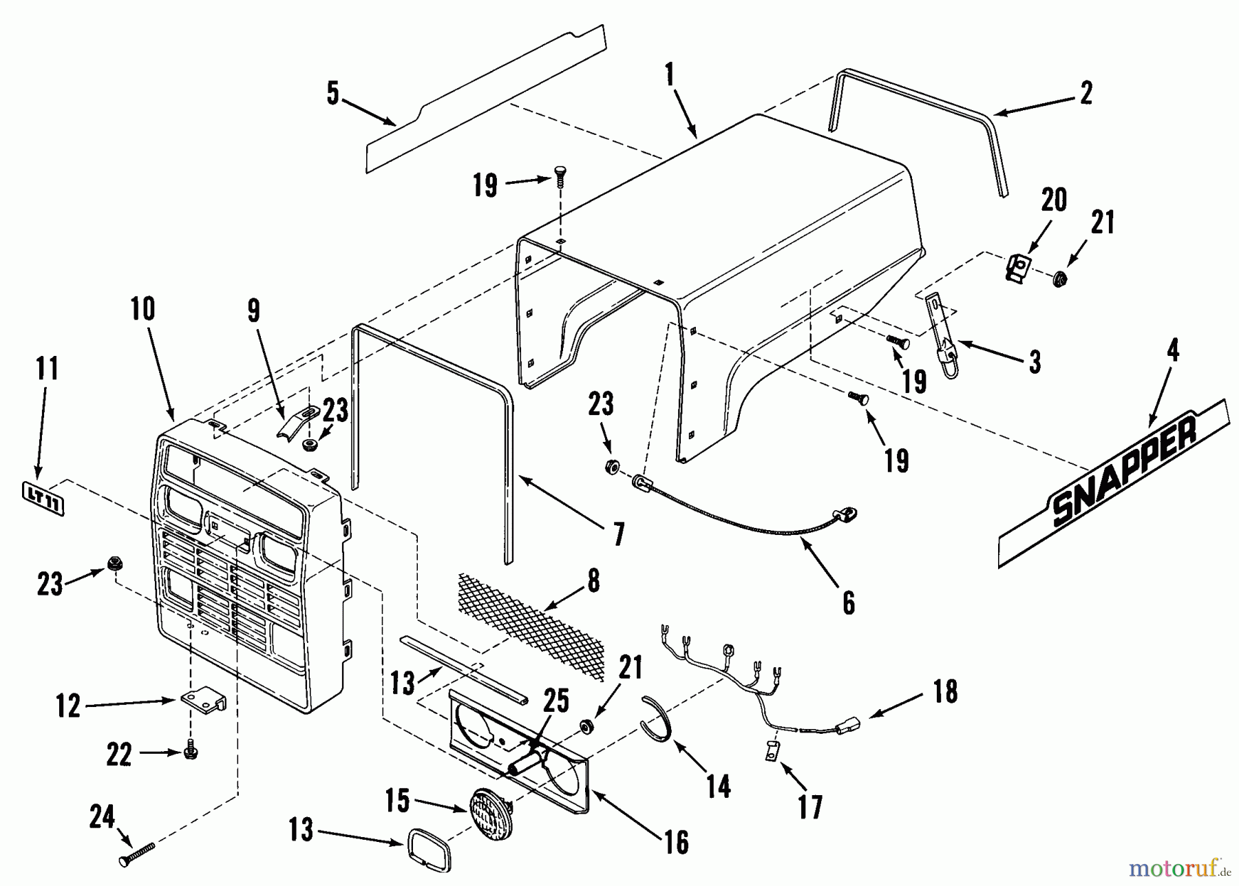 Snapper Rasen- und Gartentraktoren LT11000 - Snapper 11 HP Lawn Tractor, Disc Drive, Series 0 Hood, Grille, Headlamps