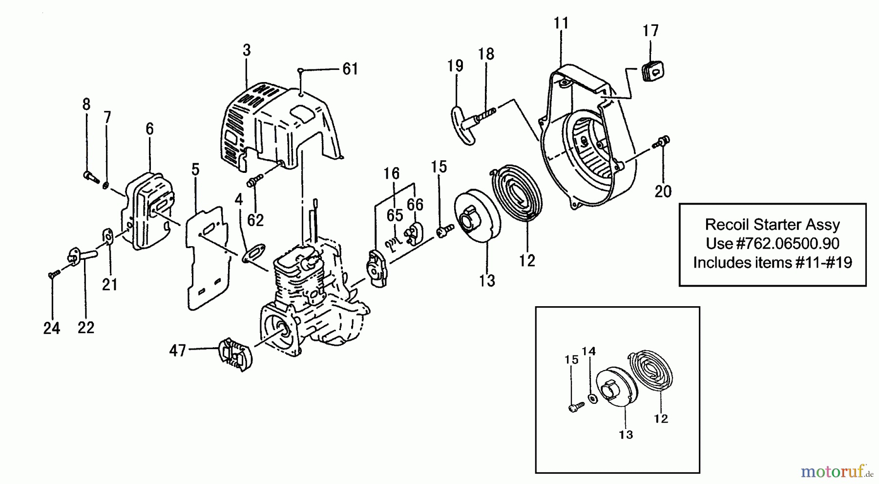  Tanaka Heckenscheeren THT-2120 - Tanaka Hedge Trimmer Starter, Muffler, Cover