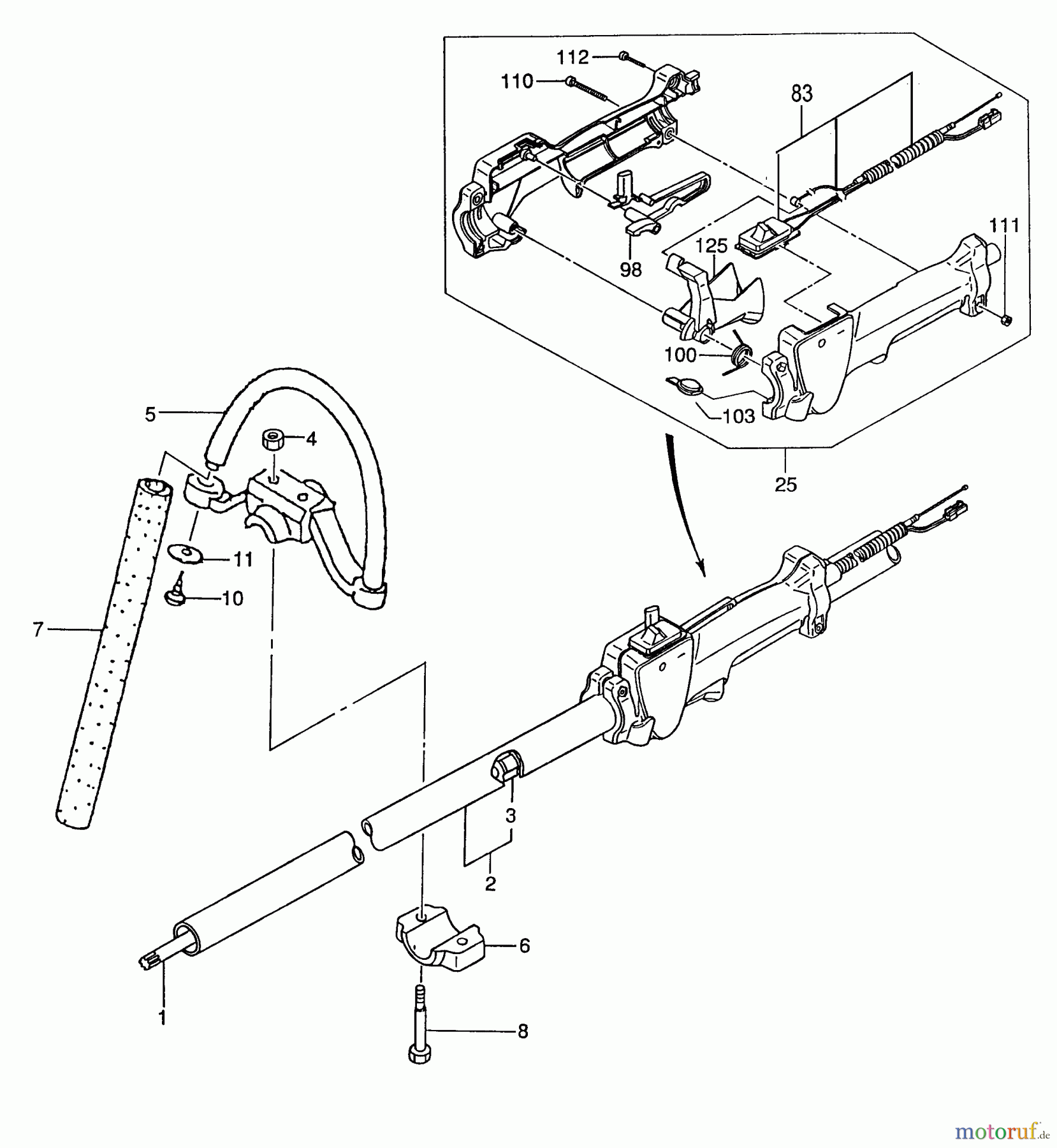 Tanaka Heckenscheeren TPH-2501 - Tanaka Articulating Pole Hedge Trimmer Handle, Throttle Lever, Shaft