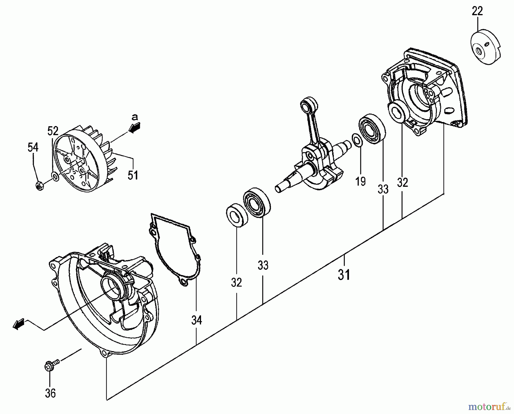 Tanaka Heckenscheeren TPH-250PF - Tanaka Articulating Pole Hedge Trimmer Crankcase, Flywheel, Pulley