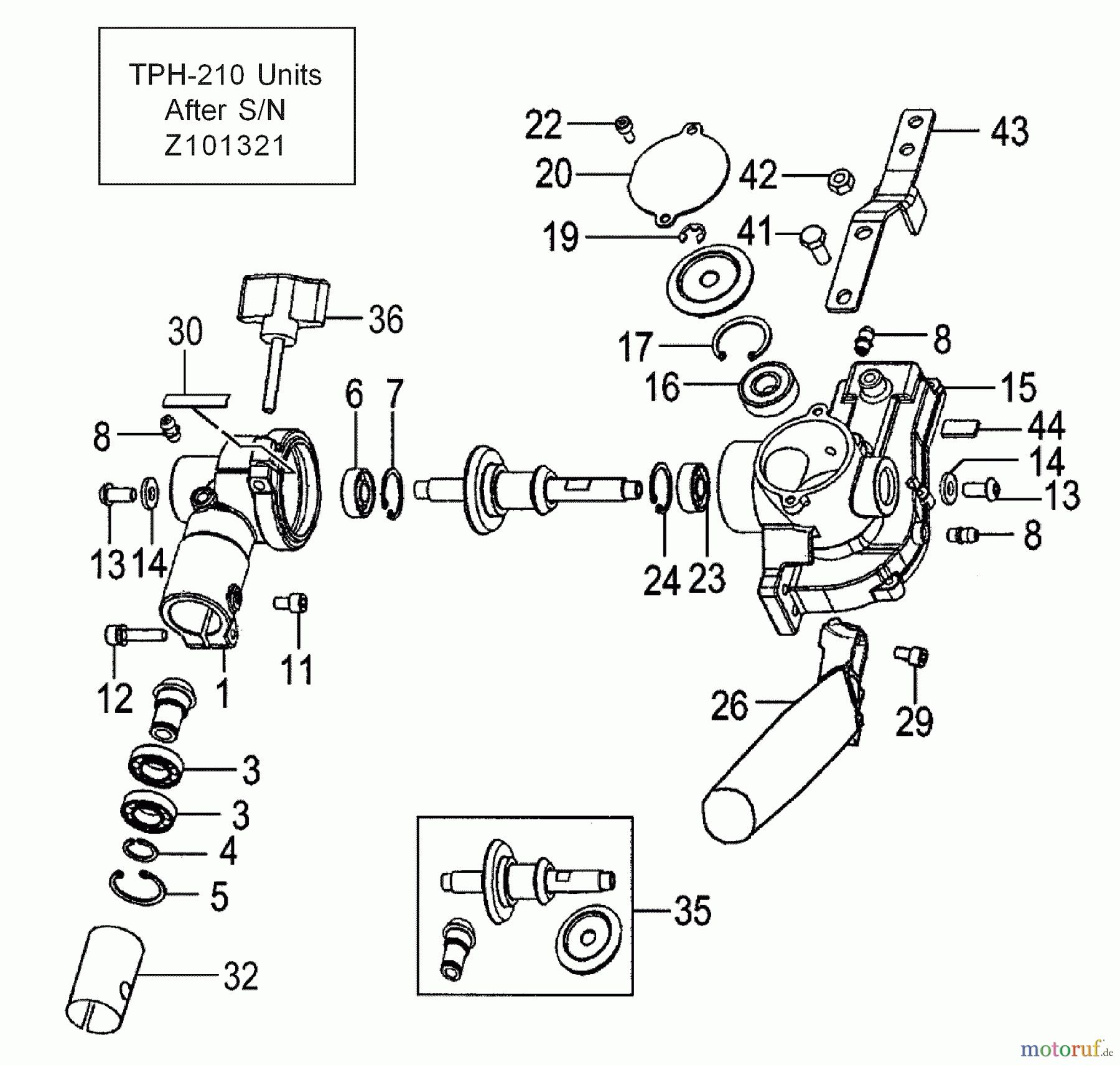 Tanaka Zubehör TPH-210 - Tanaka Articulating Hedgetrimmer Attachment Gear Case, Adjusting Handle, Gears (After S/N Z101321)