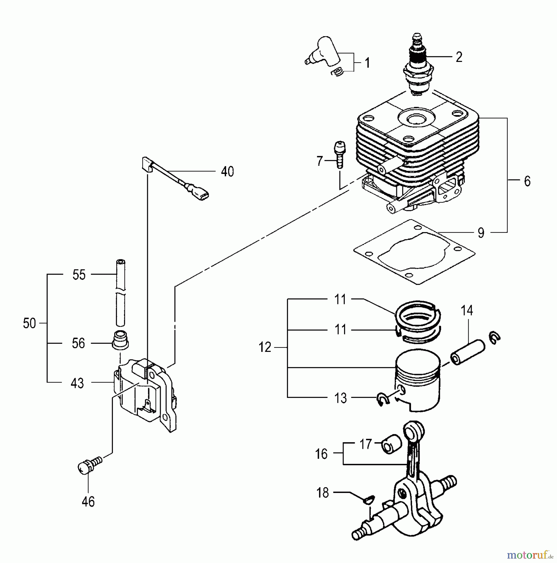  Tanaka Sonstiges PB-SE833 - Tanaka Moby 33cc PowerBoard Cylinder, Piston, Crankshaft, Ignition