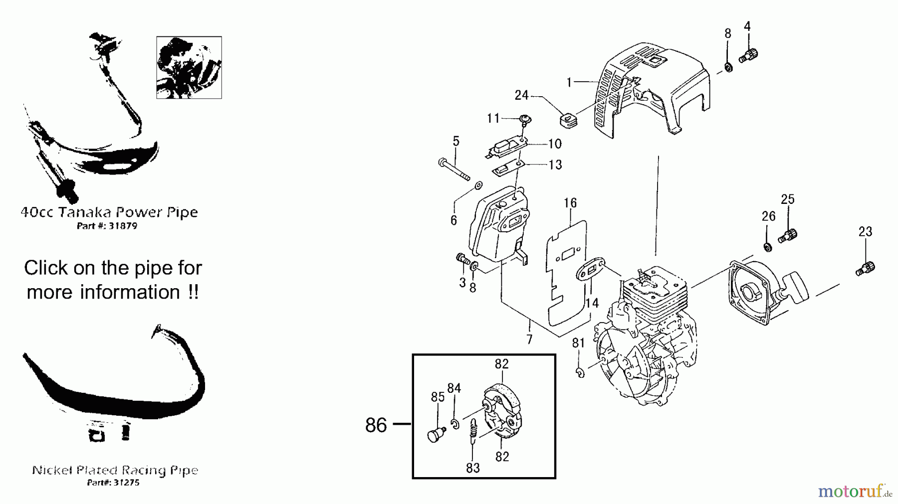 Tanaka Sonstiges TPB-400GX - Tanaka 40cc PowerBoard Muffler, Muffler Cover