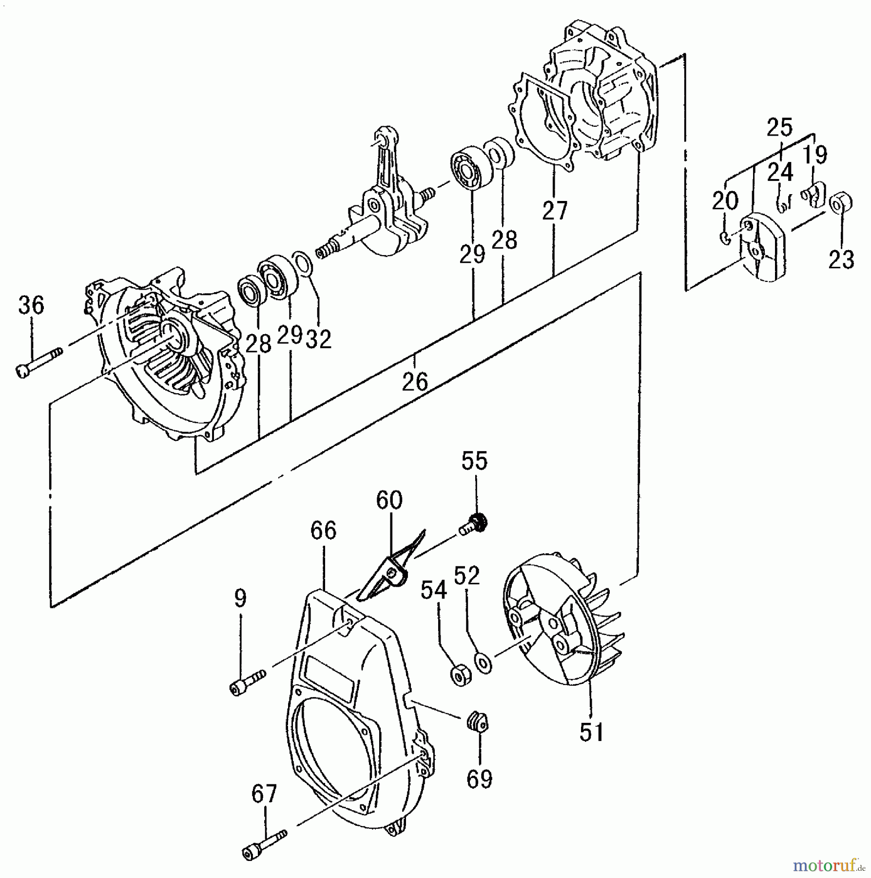 Tanaka Sonstiges TPK-400GS - Tanaka 40cc Paveracer Kart Crankcase, Flywheel, Starter Pulley