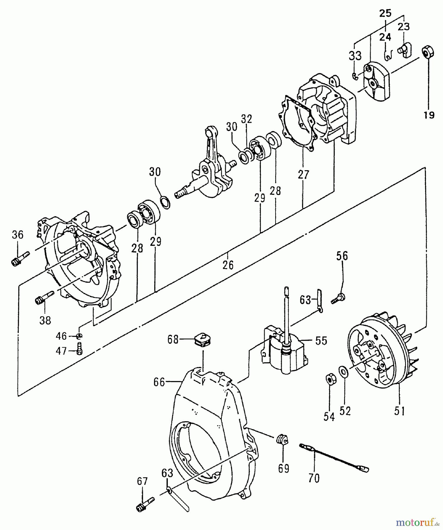 Tanaka Sonstiges TPK-470GS - Tanaka 47cc Paveracer Kart Crankcase, Flywheel, Starter Pulley