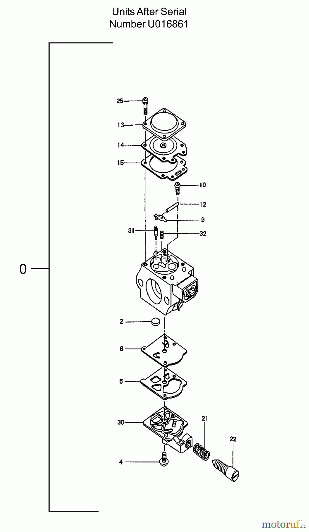 Tanaka Motorsägen ECS-3351B - Tanaka Chainsaw Carburetor Units After Serial Number U016861
