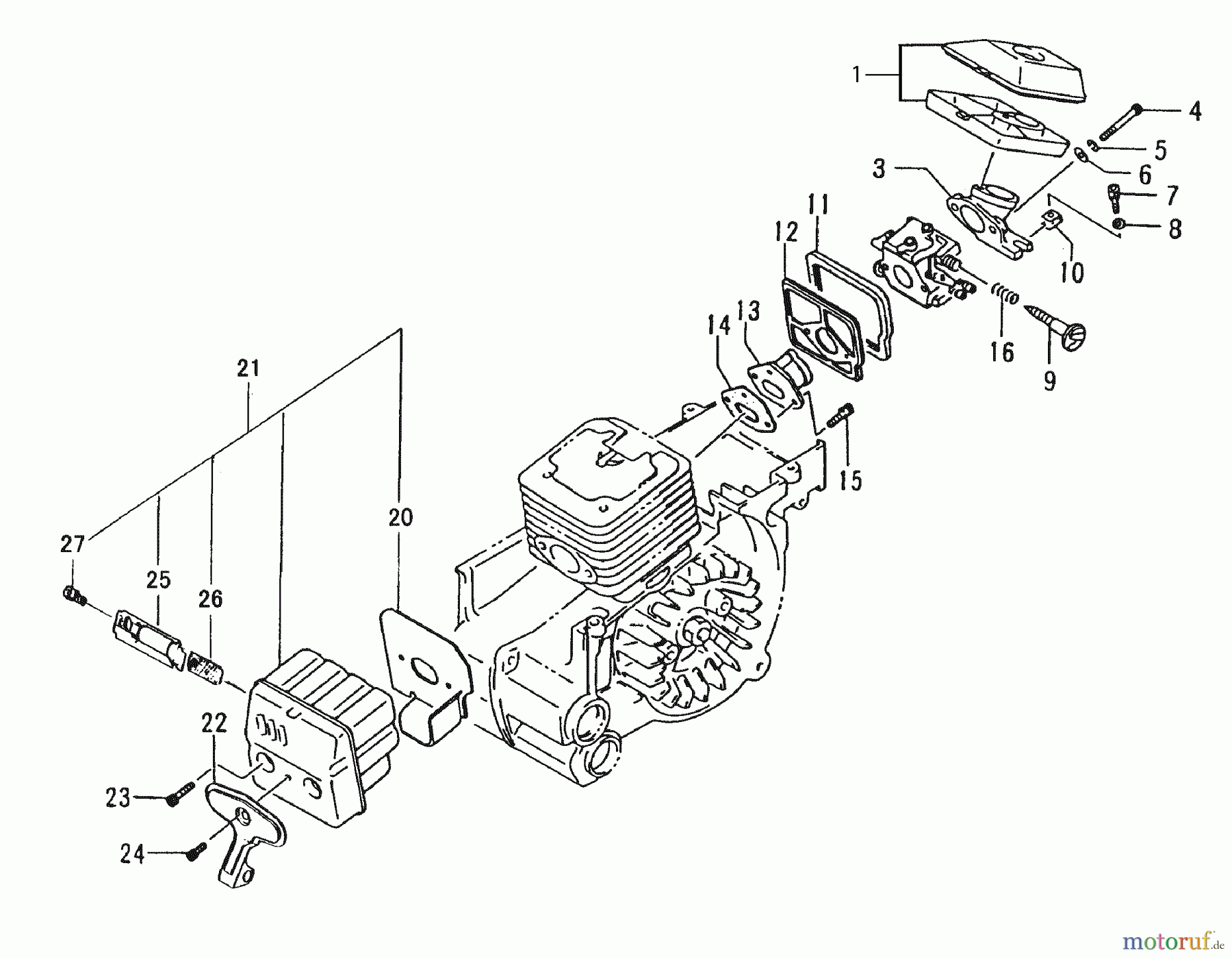  Tanaka Motorsägen ECV-4501 - Tanaka Chainsaw Air Cleaner & Muffler