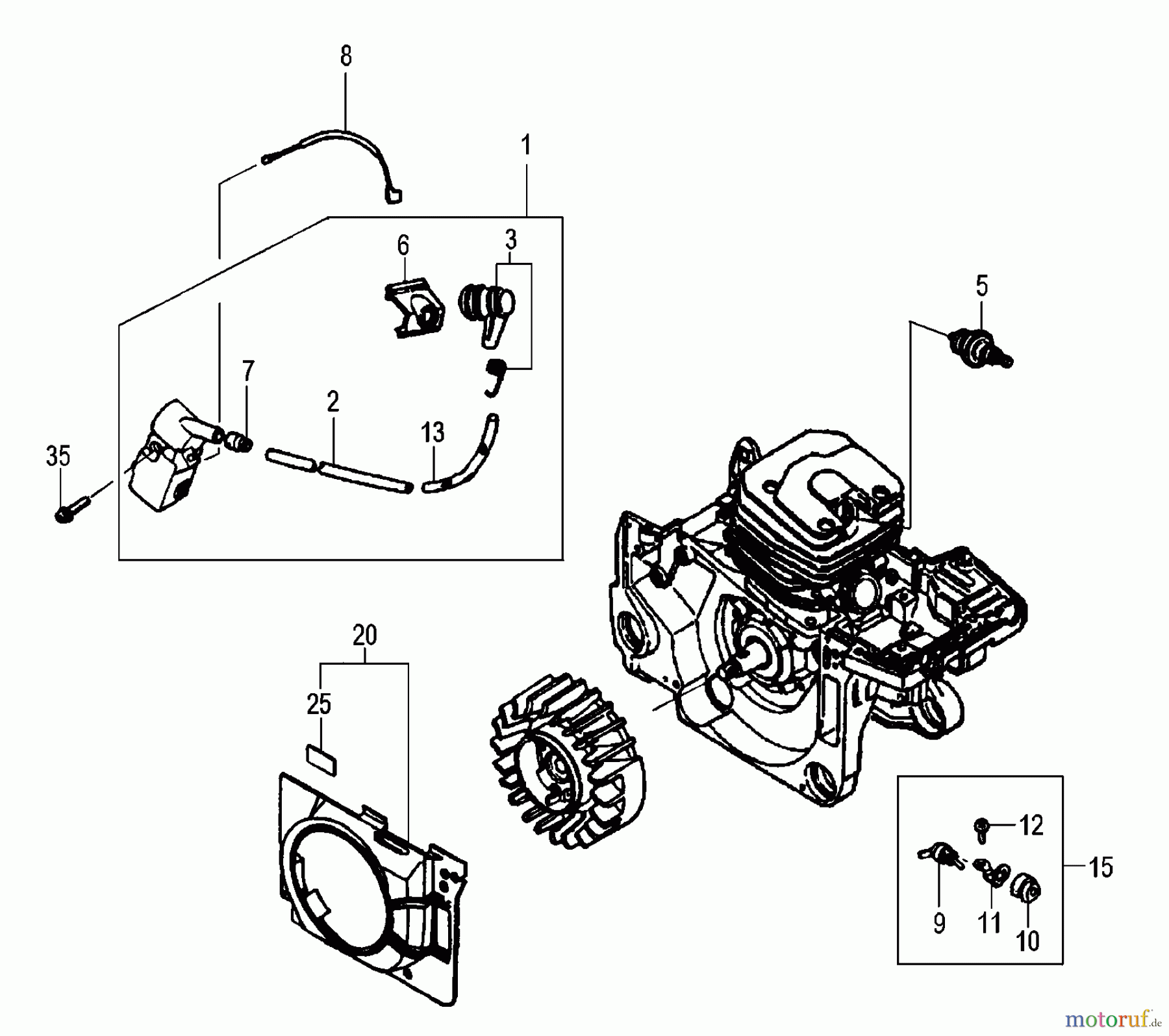 Tanaka Motorsägen ECV-5601 - Tanaka Chainsaw Ignition Coil & Stop Switch