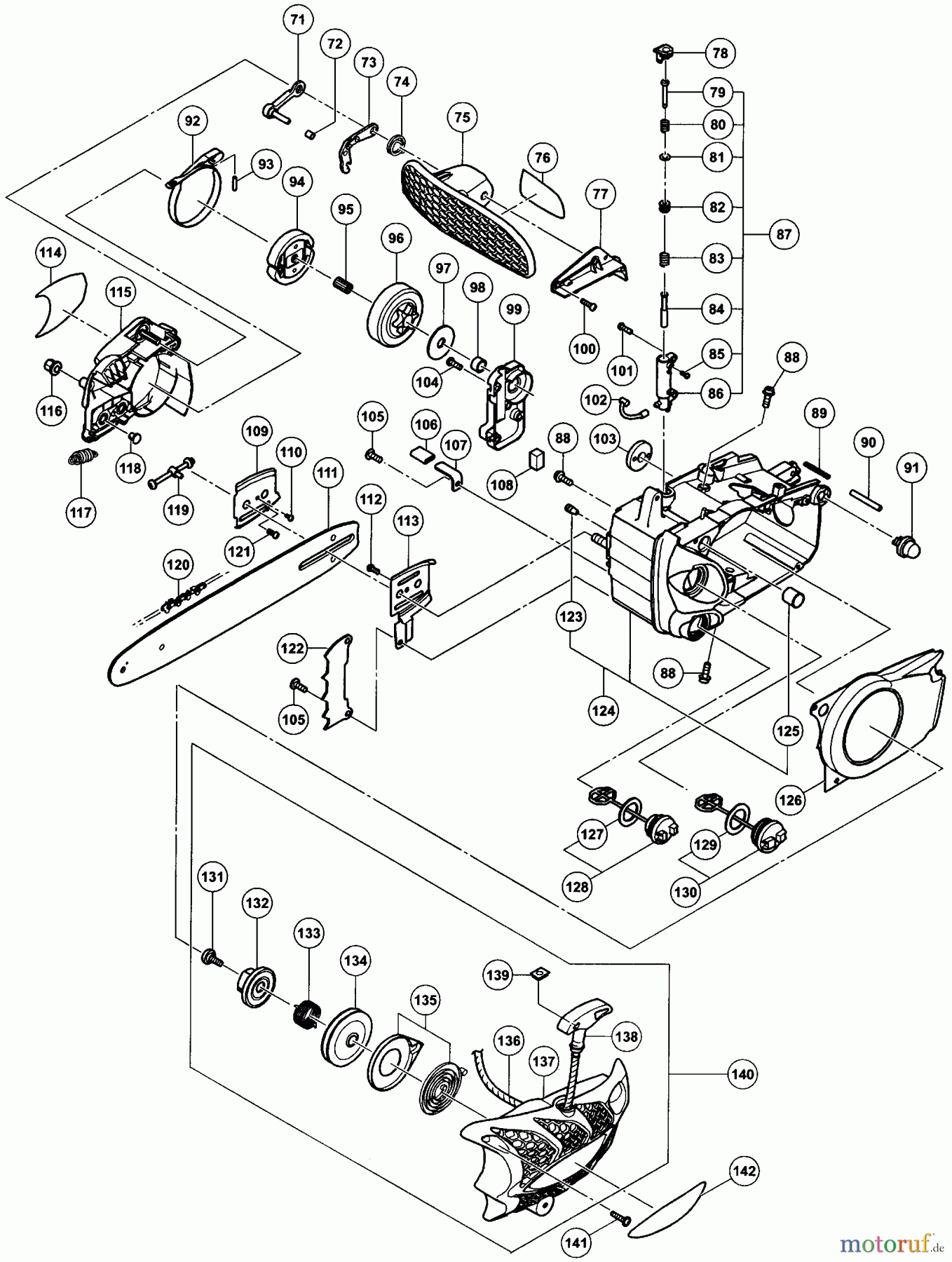 Tanaka Motorsägen TCS-3301PFS - Tanaka 32cc Chainsaw Engine Case, Starter, Clutch, Oiler