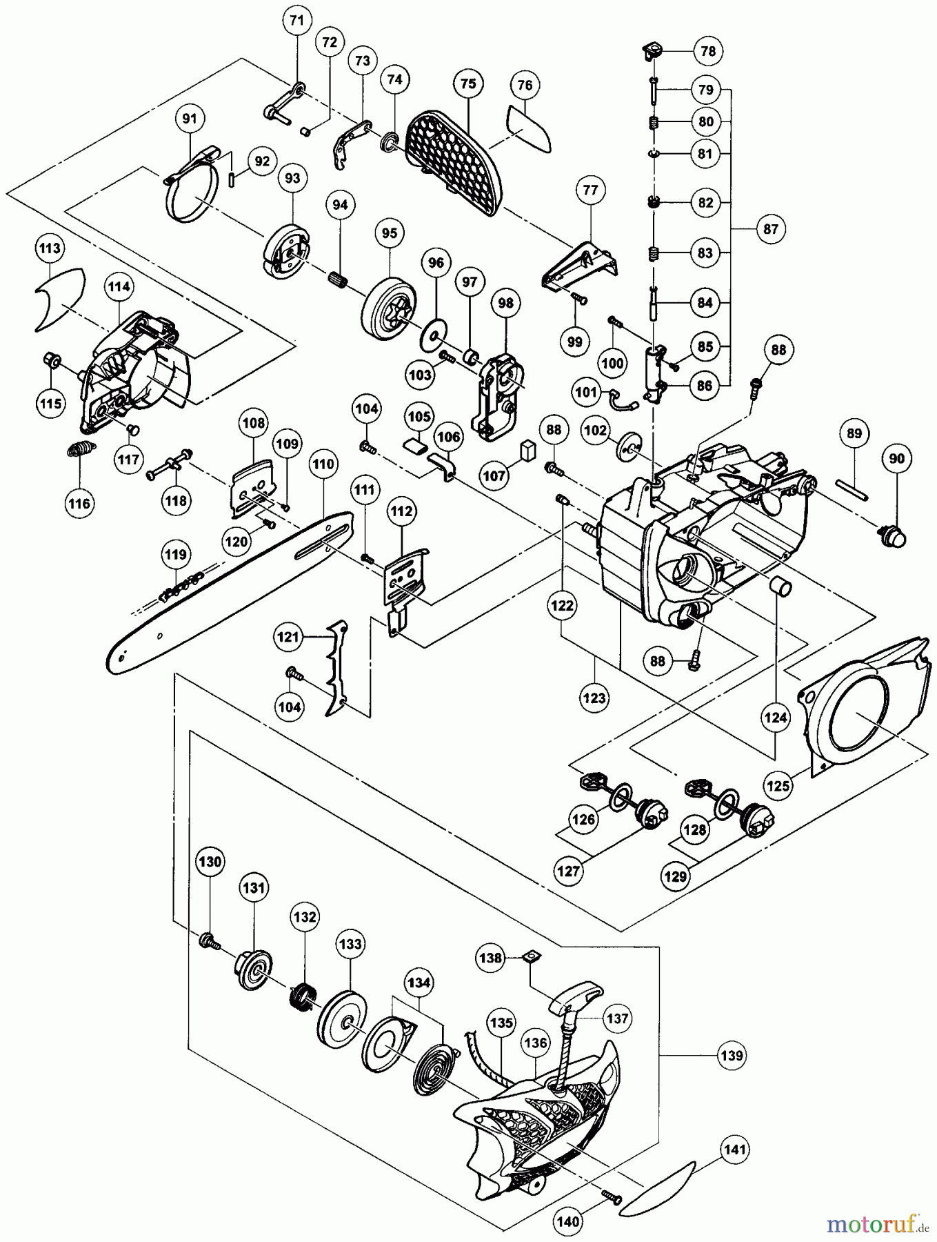  Tanaka Motorsägen TCS-3351PFS - Tanaka 32cc Chainsaw Engine Case, Starter, Clutch, Oiler