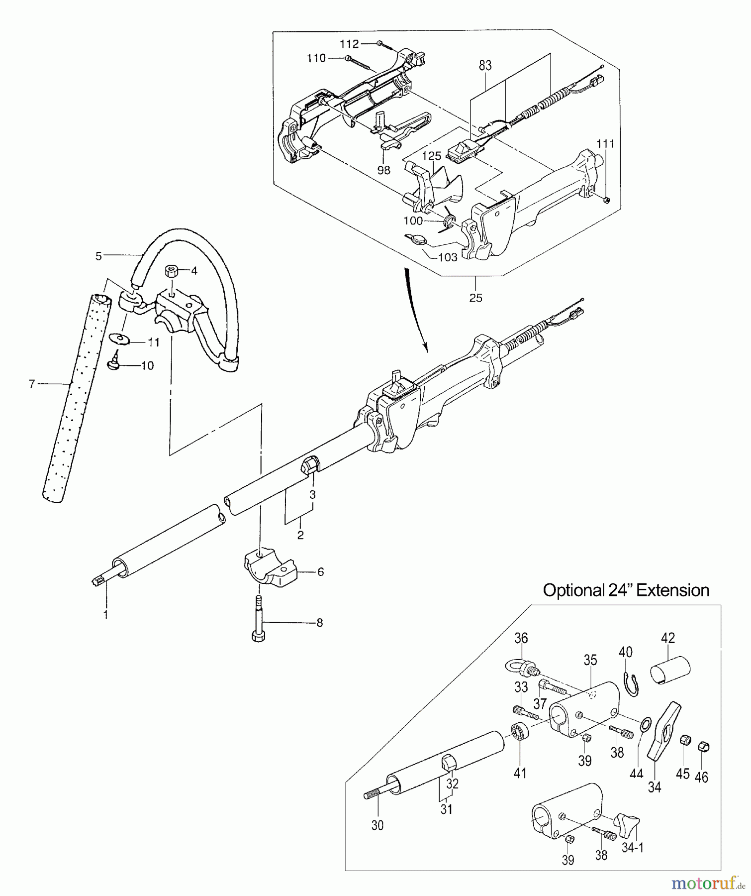  Tanaka Hochentaster DR-270PN - Tanaka Extended Reach Pole Saw Throttle Lever, Handle, Drive Shaft
