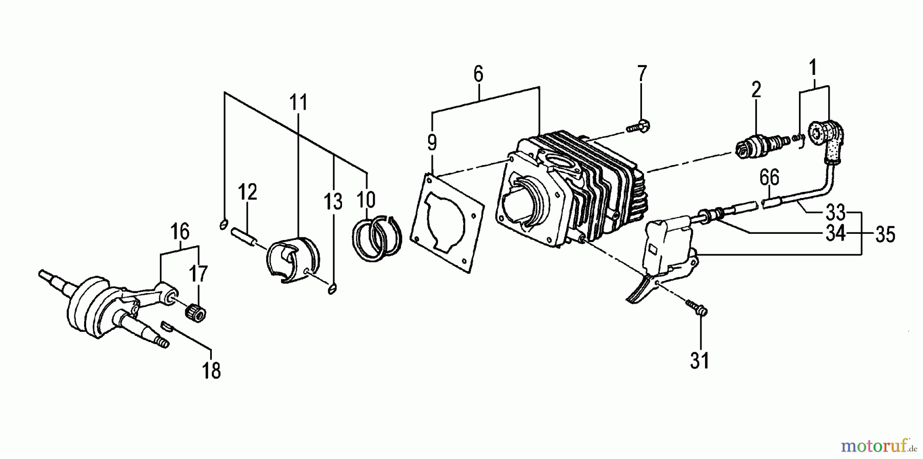 Tanaka Hochentaster TCS-3401 - Tanaka Professional Pruning Saw Cylinder, Piston, Crankshaft, Ignition