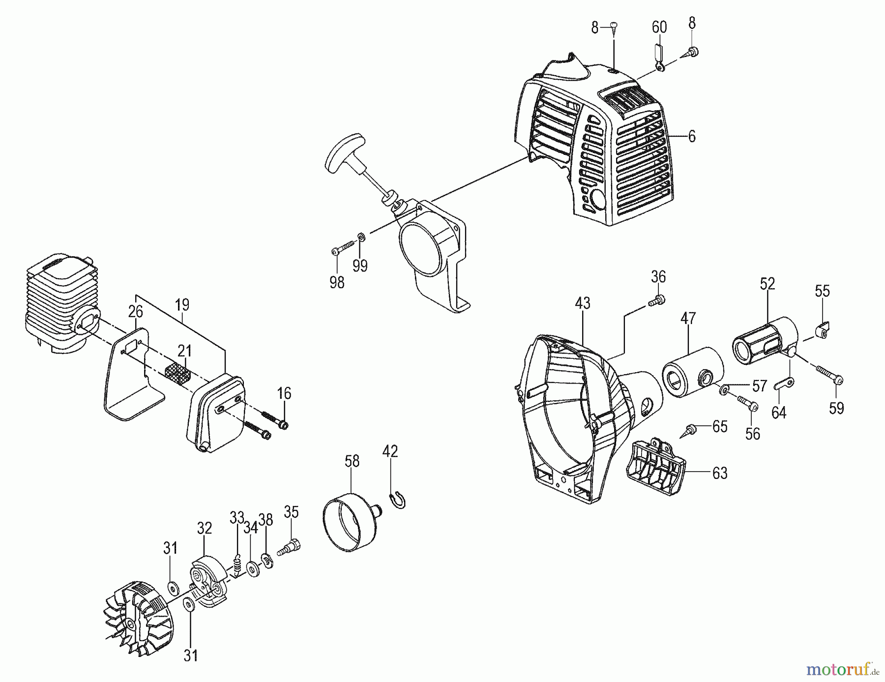  Tanaka Hochentaster TPS-2501 - Tanaka Extended Reach Pole Saw Clutch, Muffler, Anti-Vibe, Fan Case