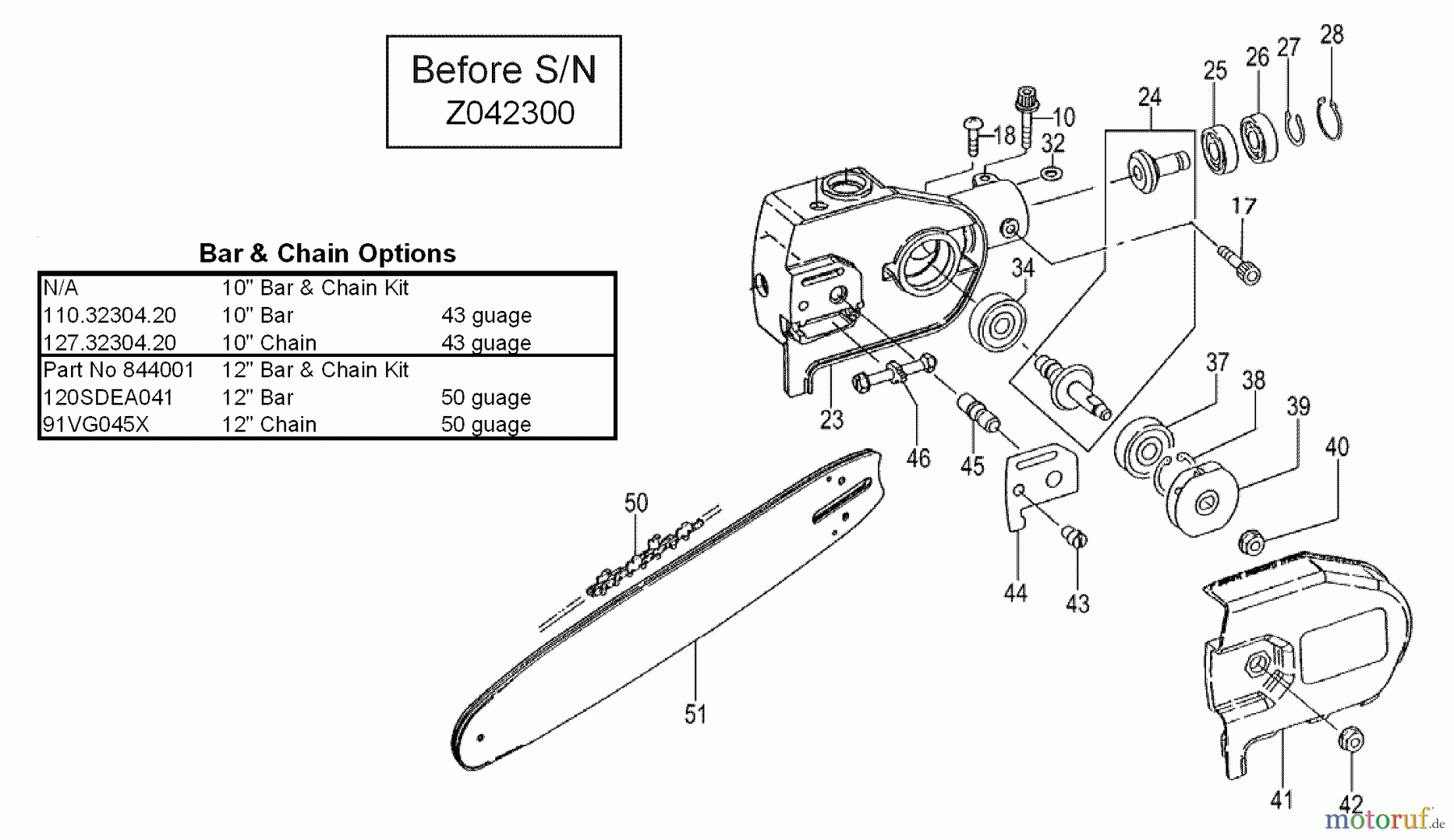  Tanaka Hochentaster TPS-2501 - Tanaka Extended Reach Pole Saw Side Cover, Sprocket, Bar & Chain Before S/N Z042300