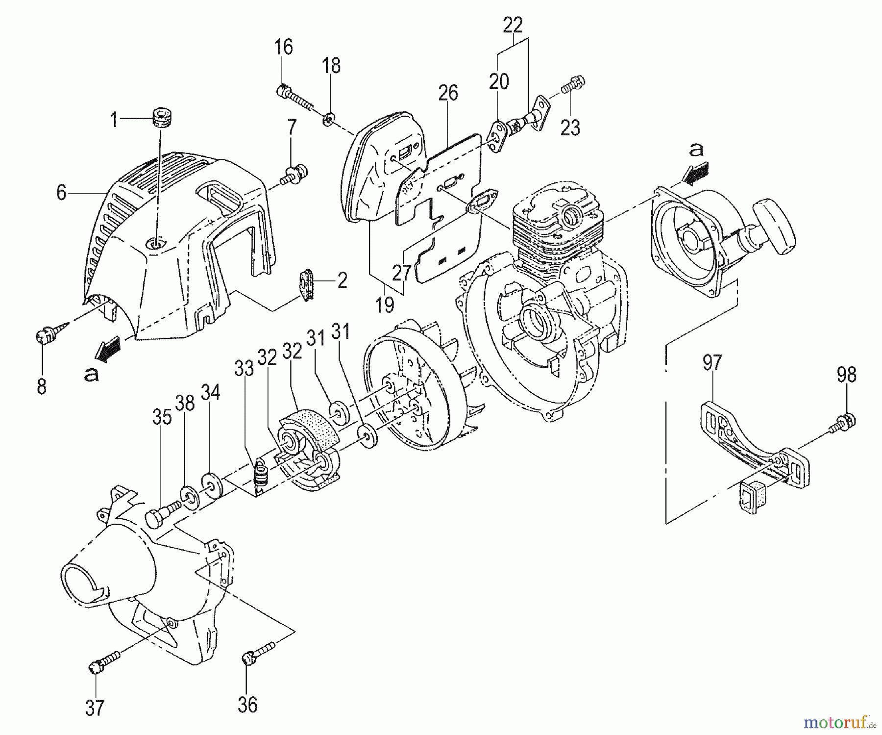Tanaka Hochentaster TPS-2510 - Tanaka Extended Reach Pole Saw Muffler, Clutch, Cover