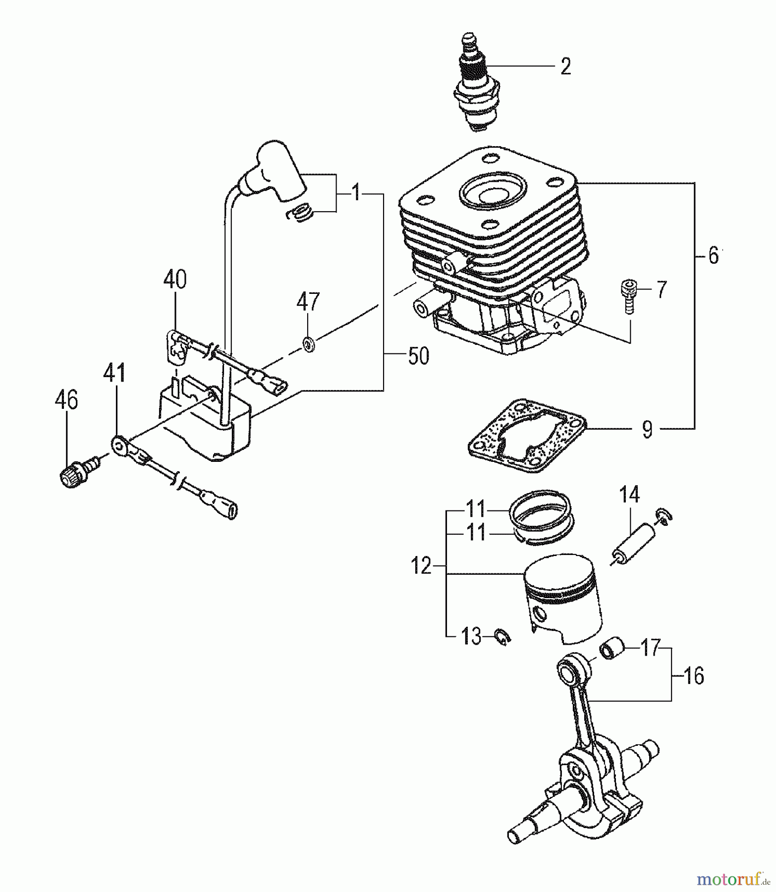 Tanaka Hochentaster TPS-260PF - Tanaka Extended Reach Pole Saw Cylinder, Piston, Crankshaft, Ignition