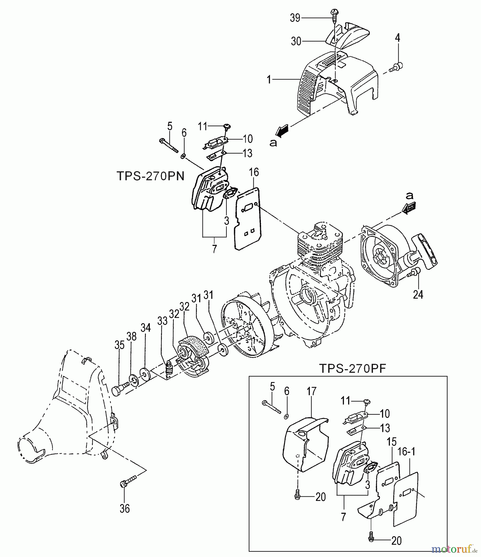 Tanaka Hochentaster TPS-270PF - Tanaka Extended Reach Pole Saw Muffler, Clutch, Cover