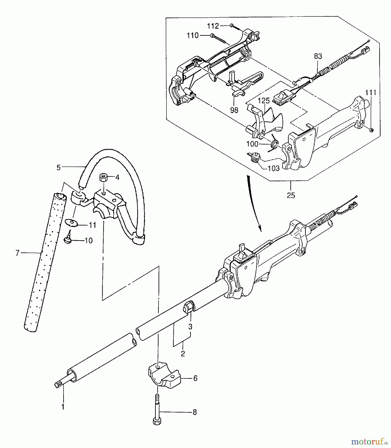 Tanaka Hochentaster TPS-270PF - Tanaka Extended Reach Pole Saw Throttle Lever, Handle, Drive Shaft