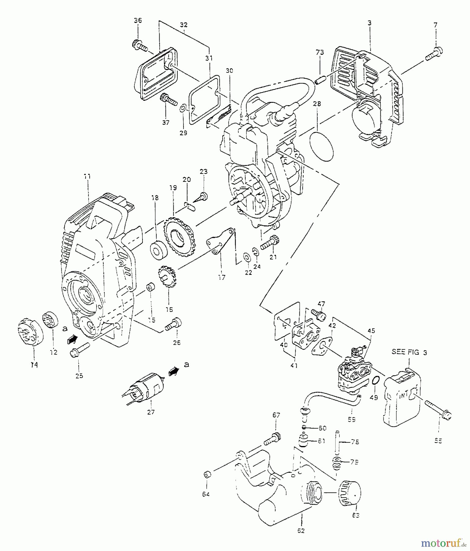 Tanaka Trimmer, Motorsensen AST-210 - Tanaka AutoStart Trimmer Engine Components