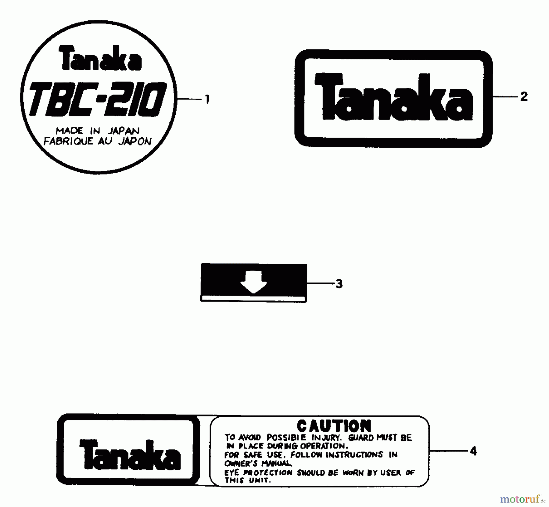 Tanaka Trimmer, Motorsensen TBC-210 - Tanaka Trimmer / Brush Cutter Marks