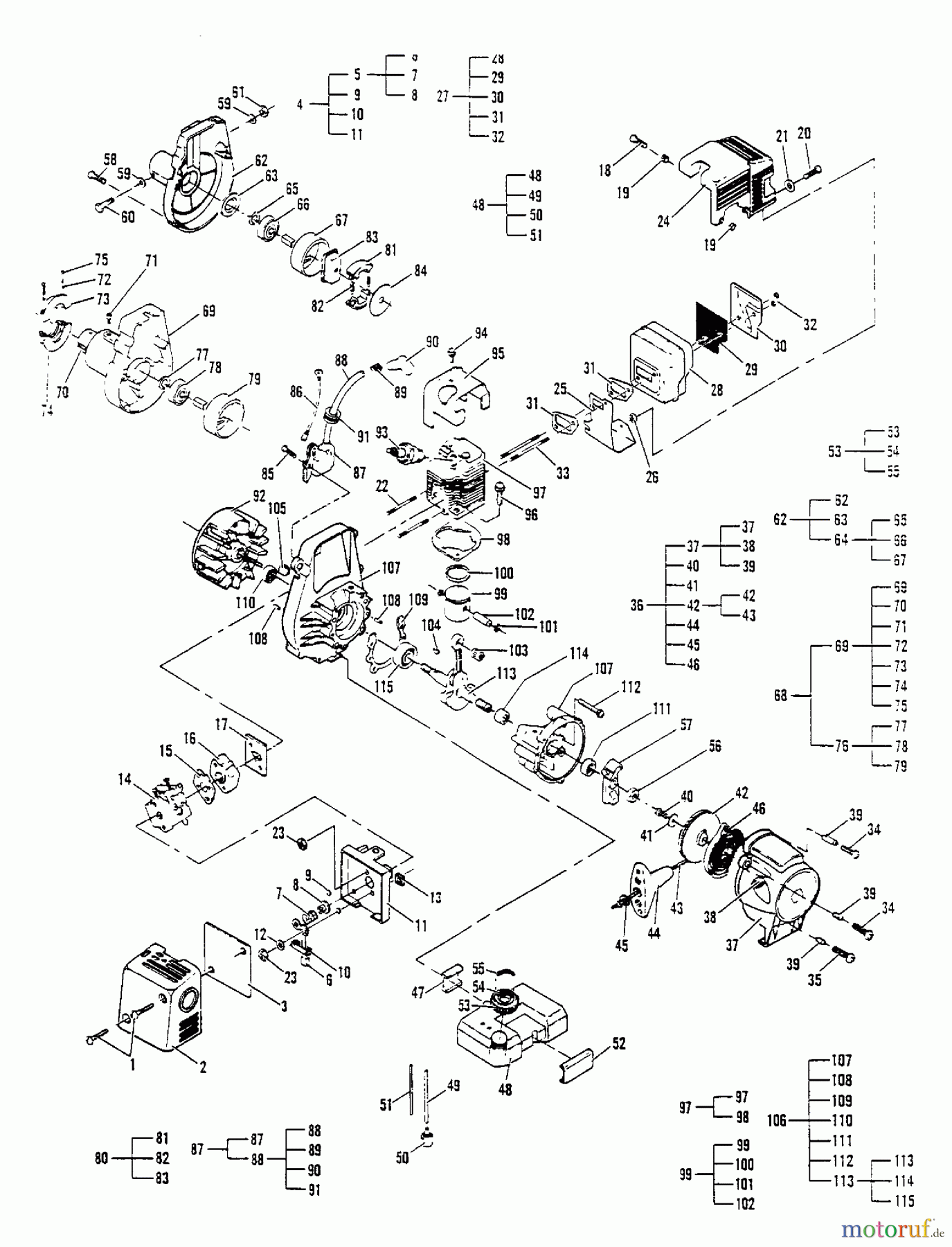 Tanaka Trimmer, Motorsensen TBC-2100 - Tanaka Trimmer / Brush Cutter Engine Assembly