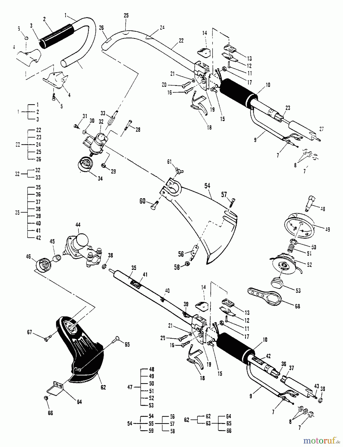 Tanaka Trimmer, Motorsensen TBC-2100 - Tanaka Trimmer / Brush Cutter Shaft/Shield/Cutter Assembly
