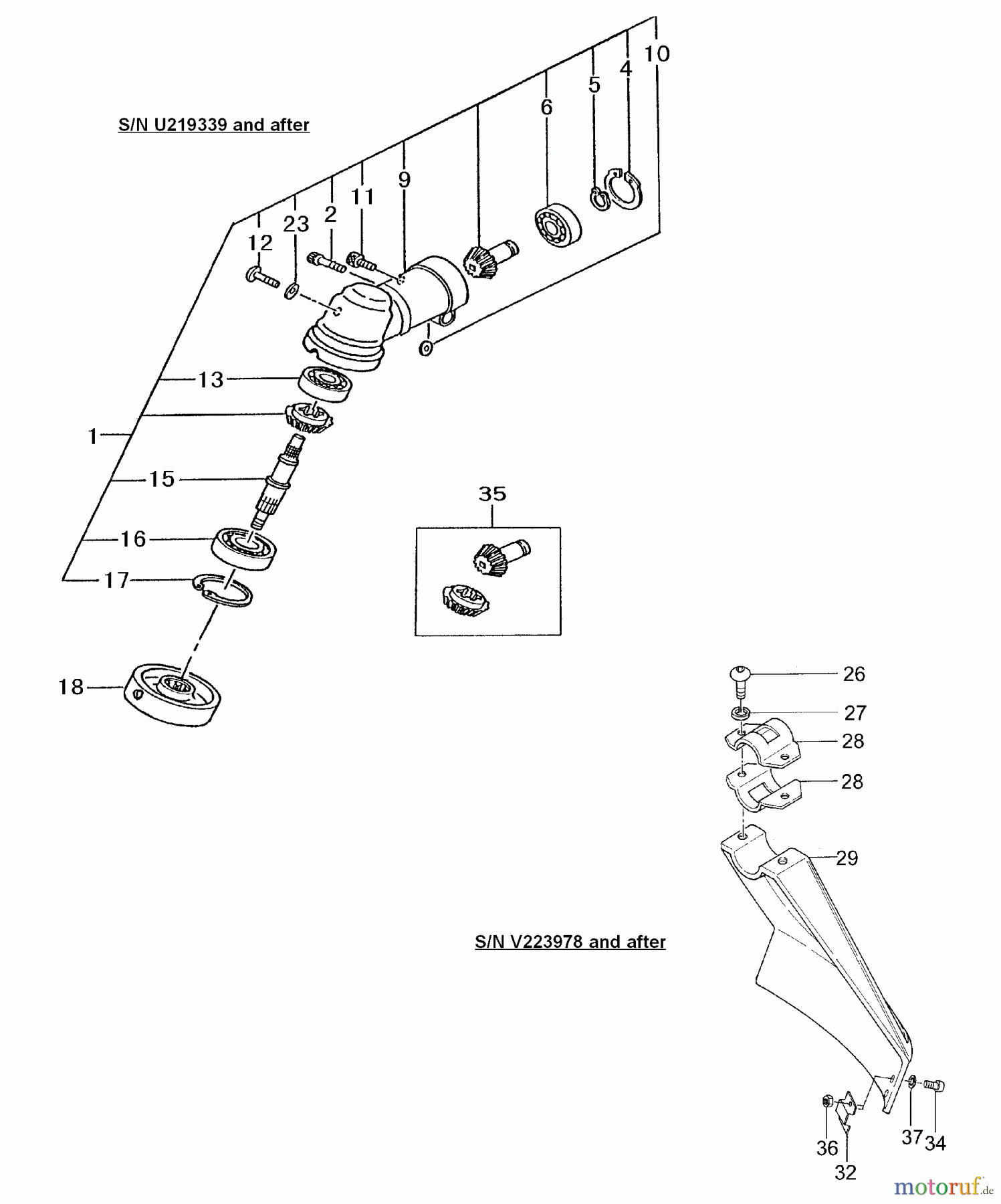 Tanaka Trimmer, Motorsensen TBC-2211 - Tanaka Grass Trimmer Gear Case, Safety Guard S/N U219339 and After
