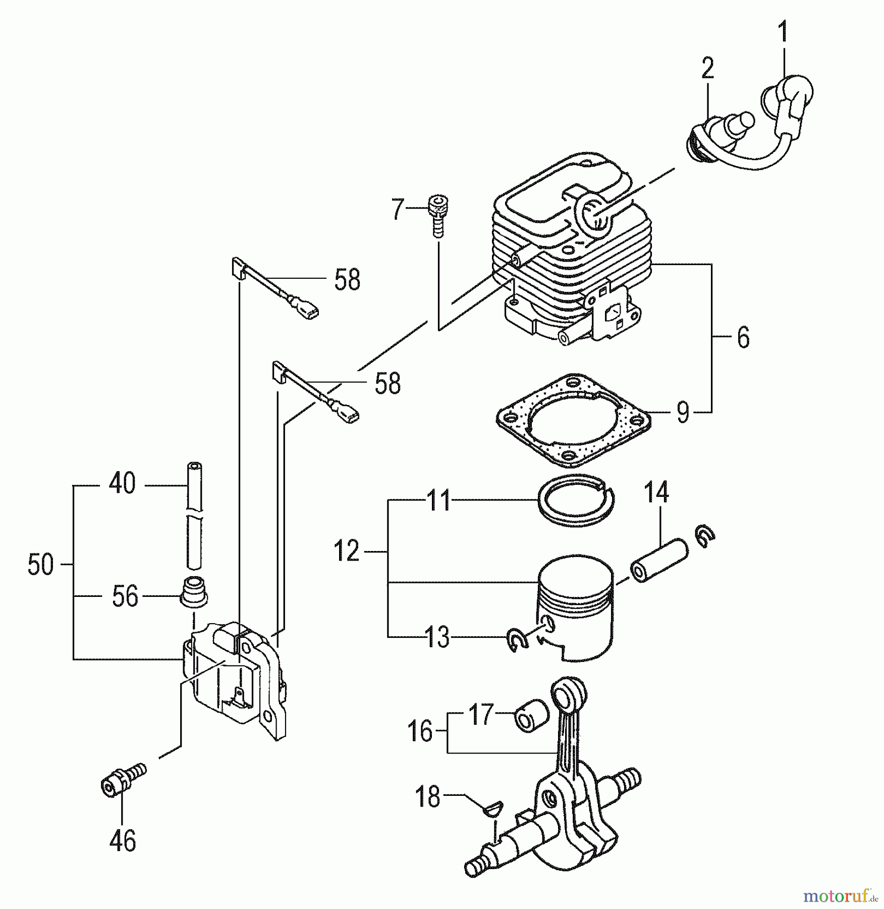  Tanaka Trimmer, Motorsensen TBC-225 - Tanaka Grass Trimmer Cylinder, Piston, Crankshaft, Ignition