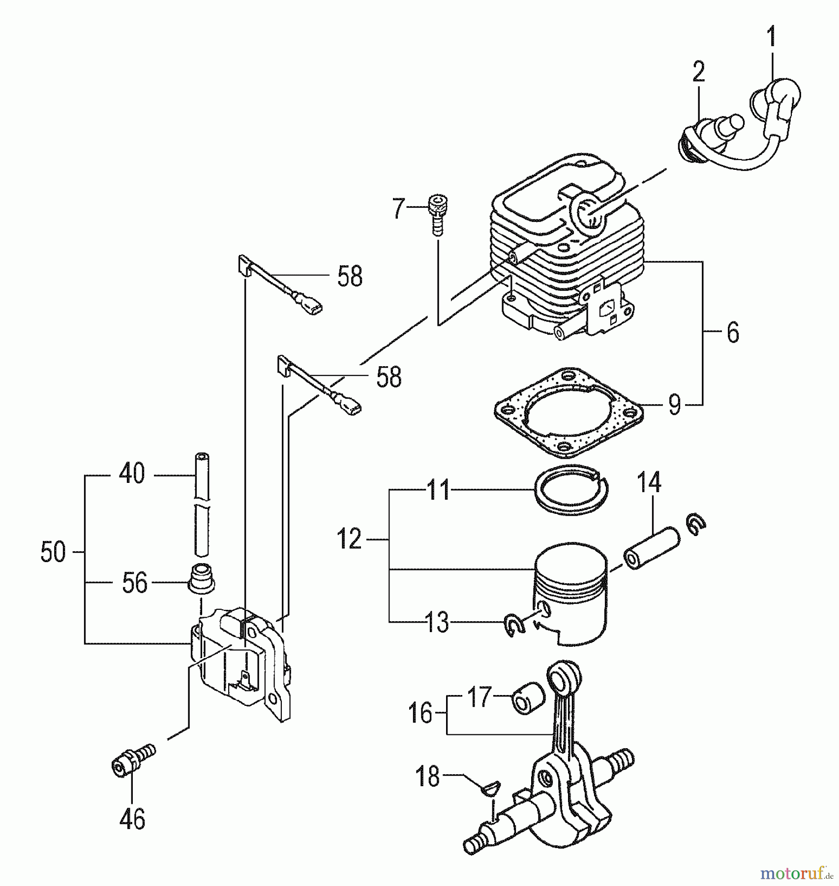  Tanaka Trimmer, Motorsensen TBC-230B - Tanaka Grass Trimmer Cylinder, Piston, Crankshaft