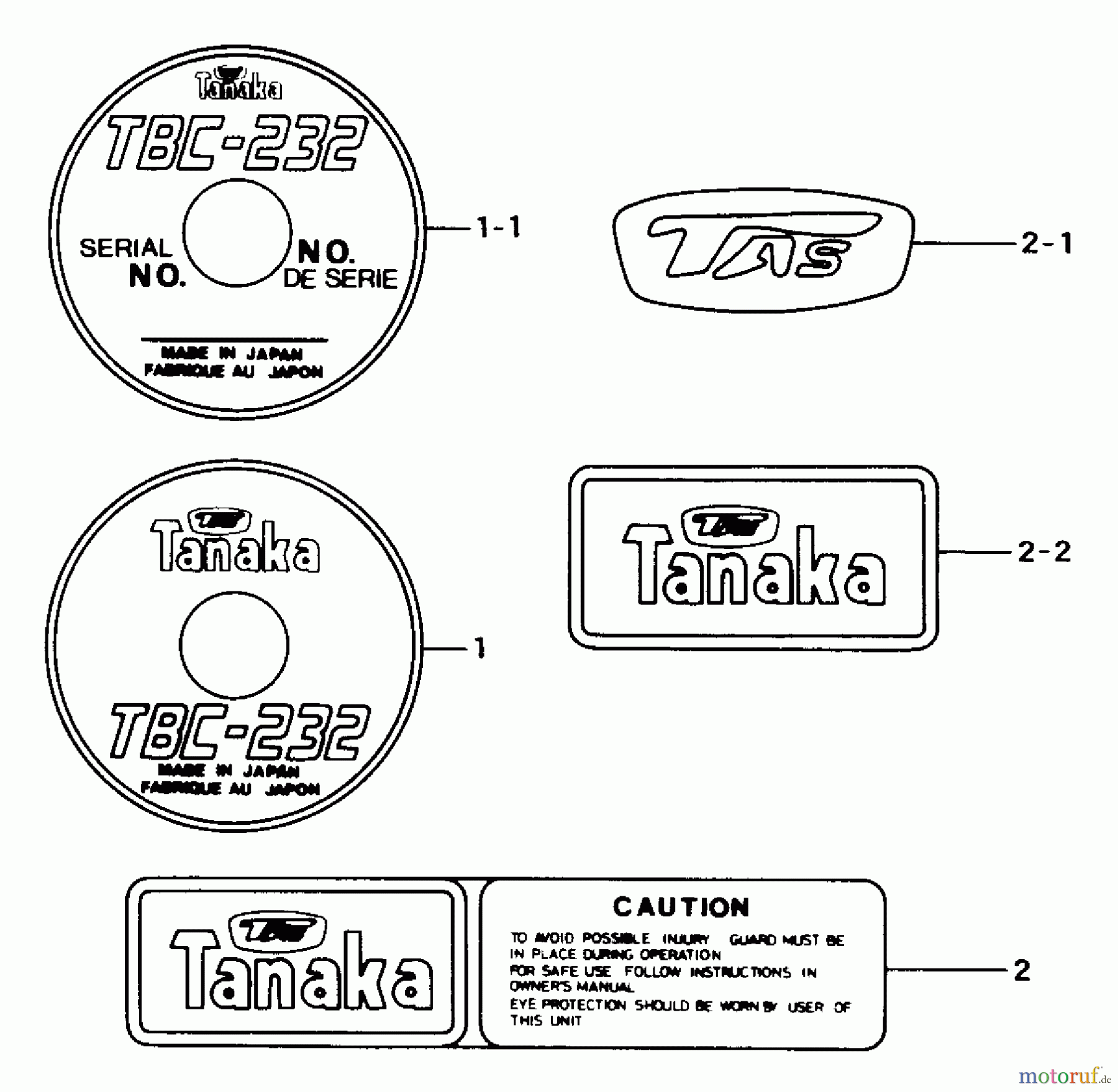  Tanaka Trimmer, Motorsensen TBC-232 - Tanaka Brush Cutter Marks