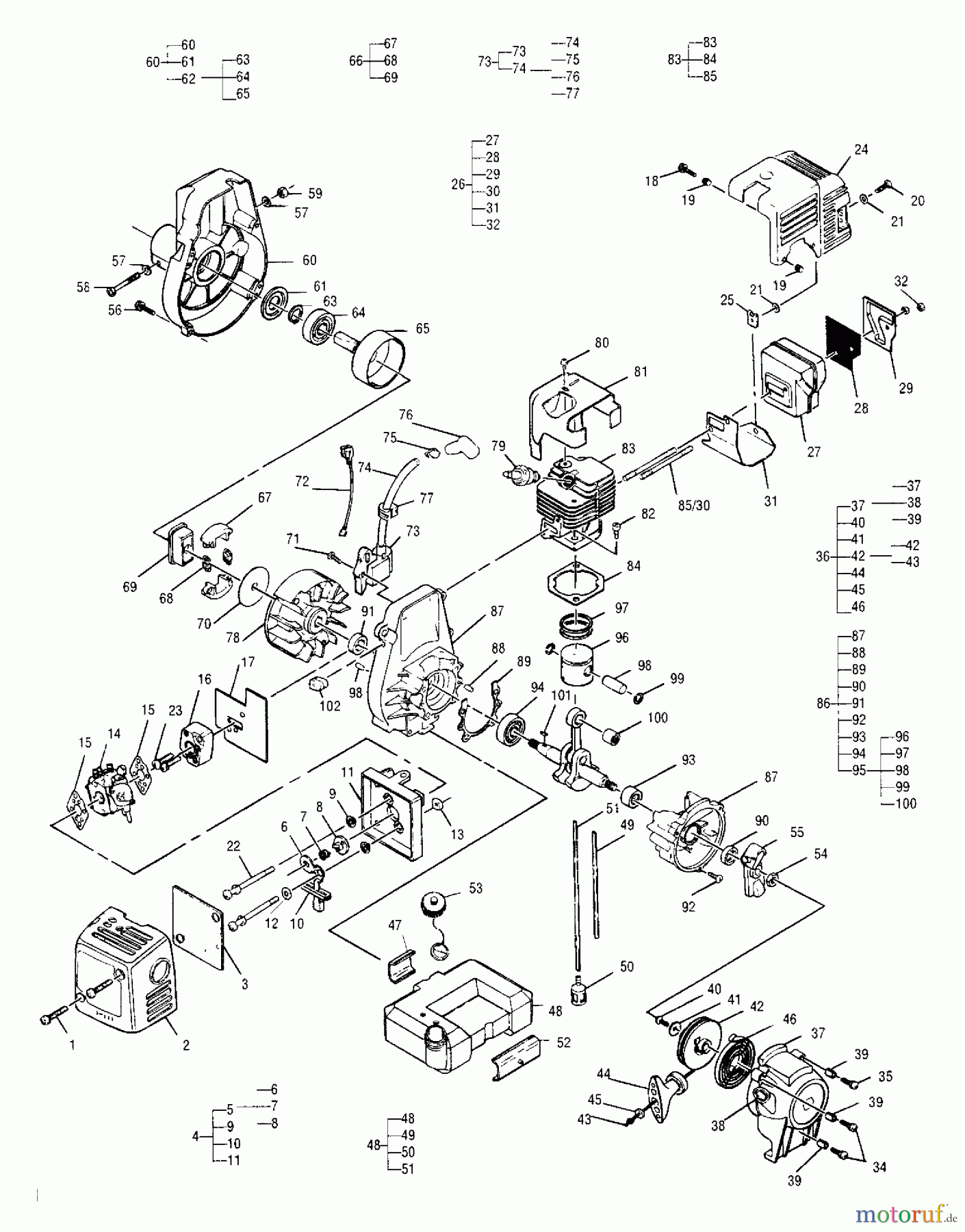  Tanaka Trimmer, Motorsensen TBC-2400 - Tanaka Line Trimmer Powerhead Assembly