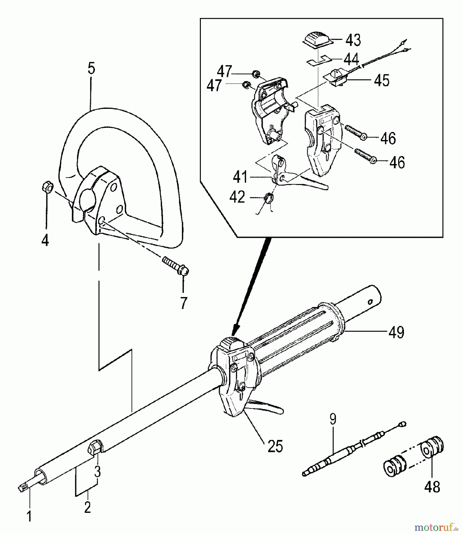 Tanaka Trimmer, Motorsensen TBC-2500 - Tanaka Grass Trimmer Drive Shaft, Throttle & Handle