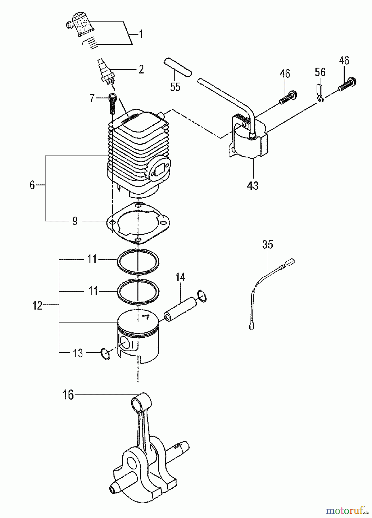 Tanaka Trimmer, Motorsensen TBC-2501H - Tanaka Grass Trimmer (SN: C263177 - C263752) Cylinder, Piston, Crankshaft, Ignition